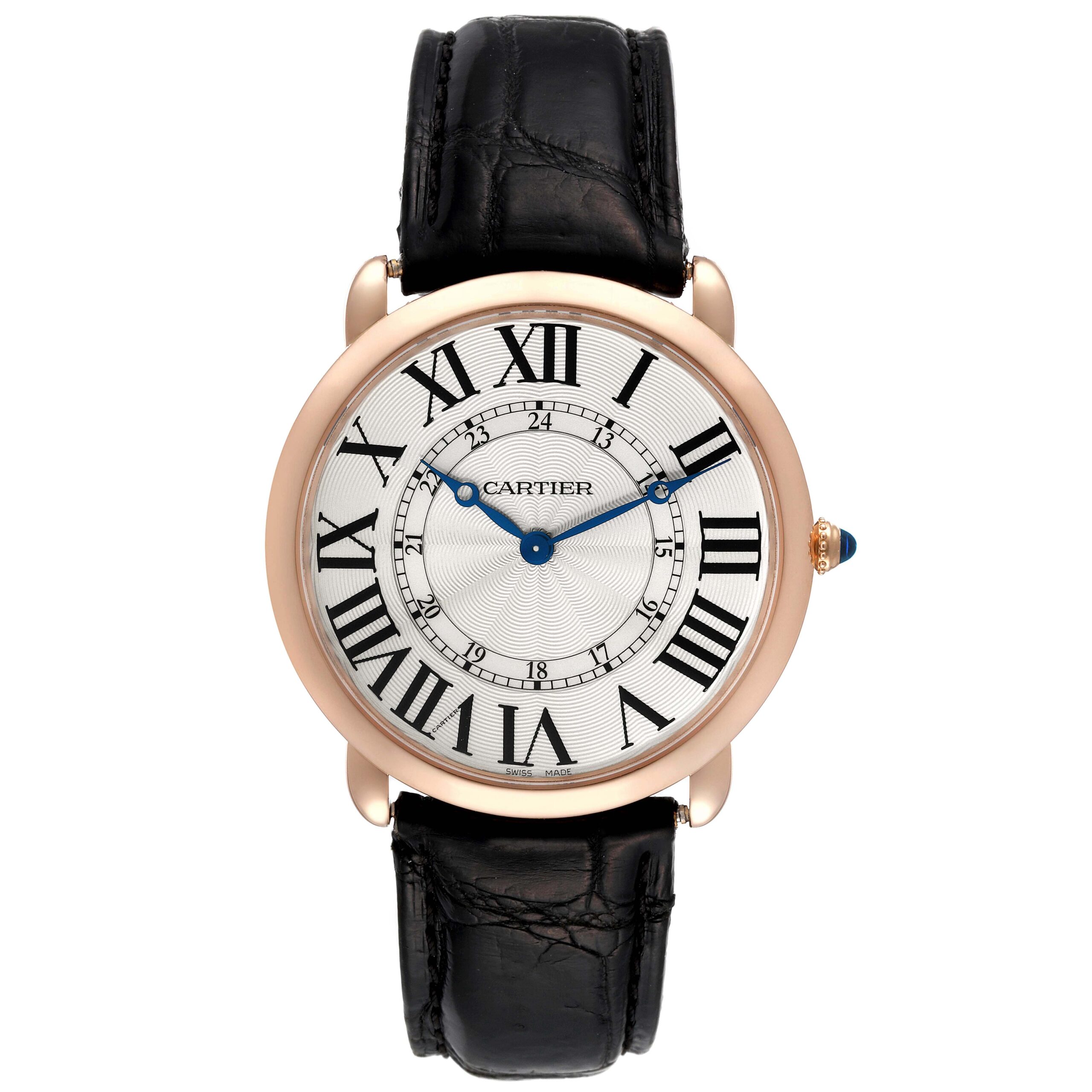 Cartier Ronde Louis Rose Gold Silver Dial Mens Watch W6801004