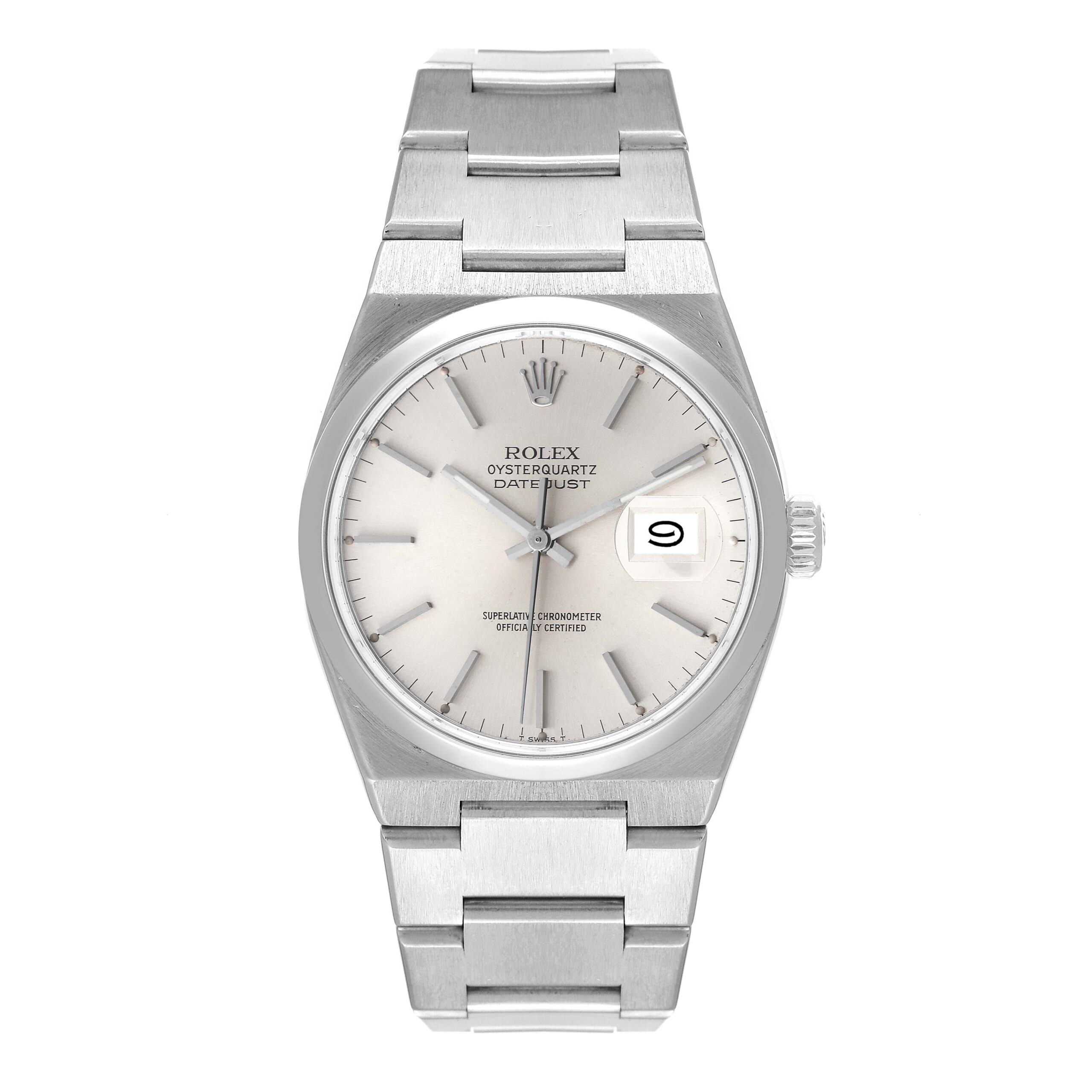 Rolex Oysterquartz Datejust Silver Dial Steel Mens Watch 17000