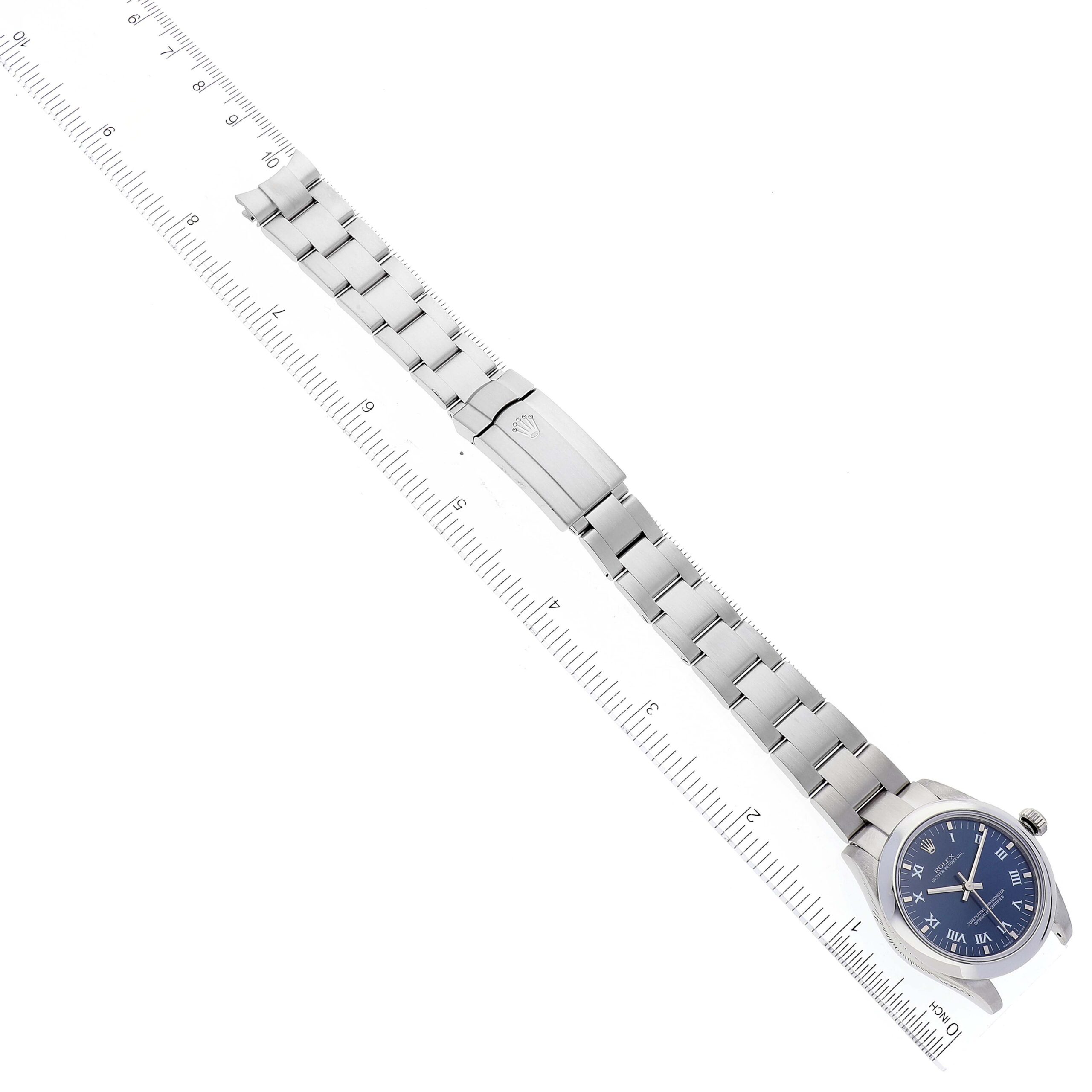 Rolex Oyster Perpetual Midsize 31 Blue Dial Steel Ladies Watch 177200