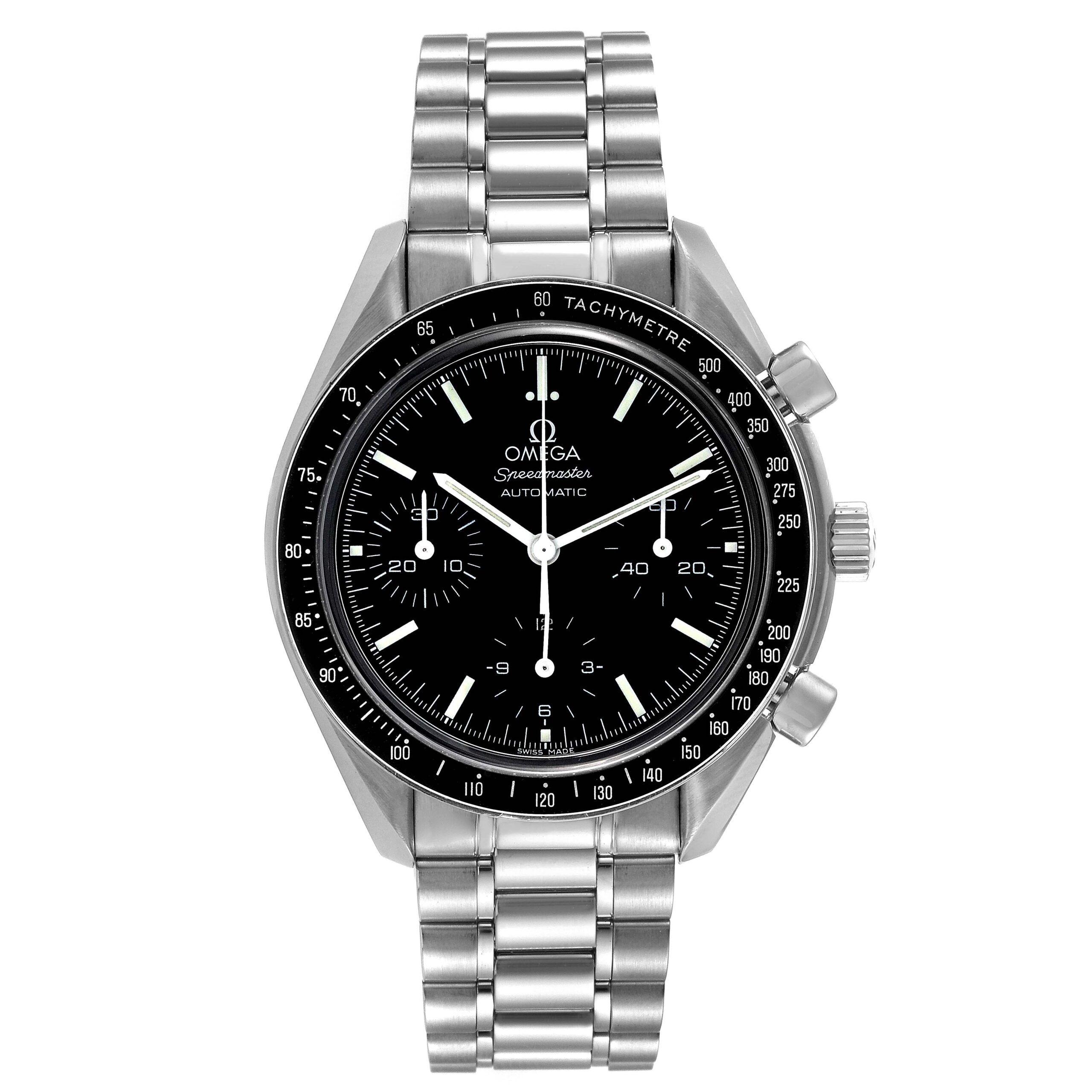 Omega Speedmaster Reduced Chronograph Steel Mens Watch 3539.50.00 Box Card
