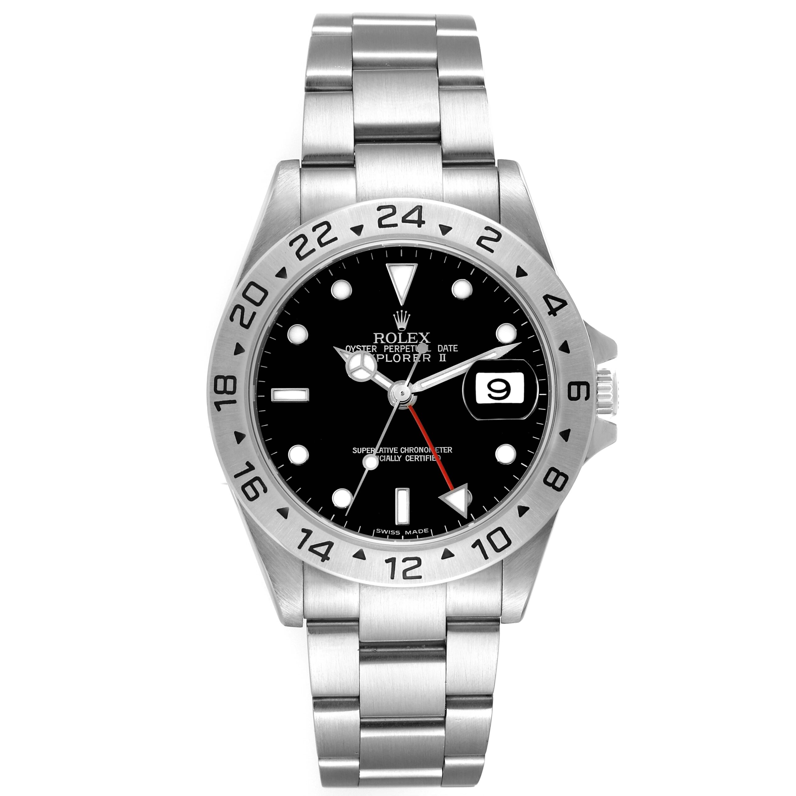 Rolex Explorer II Black Dial Steel Mens Watch 16570 Box Papers
