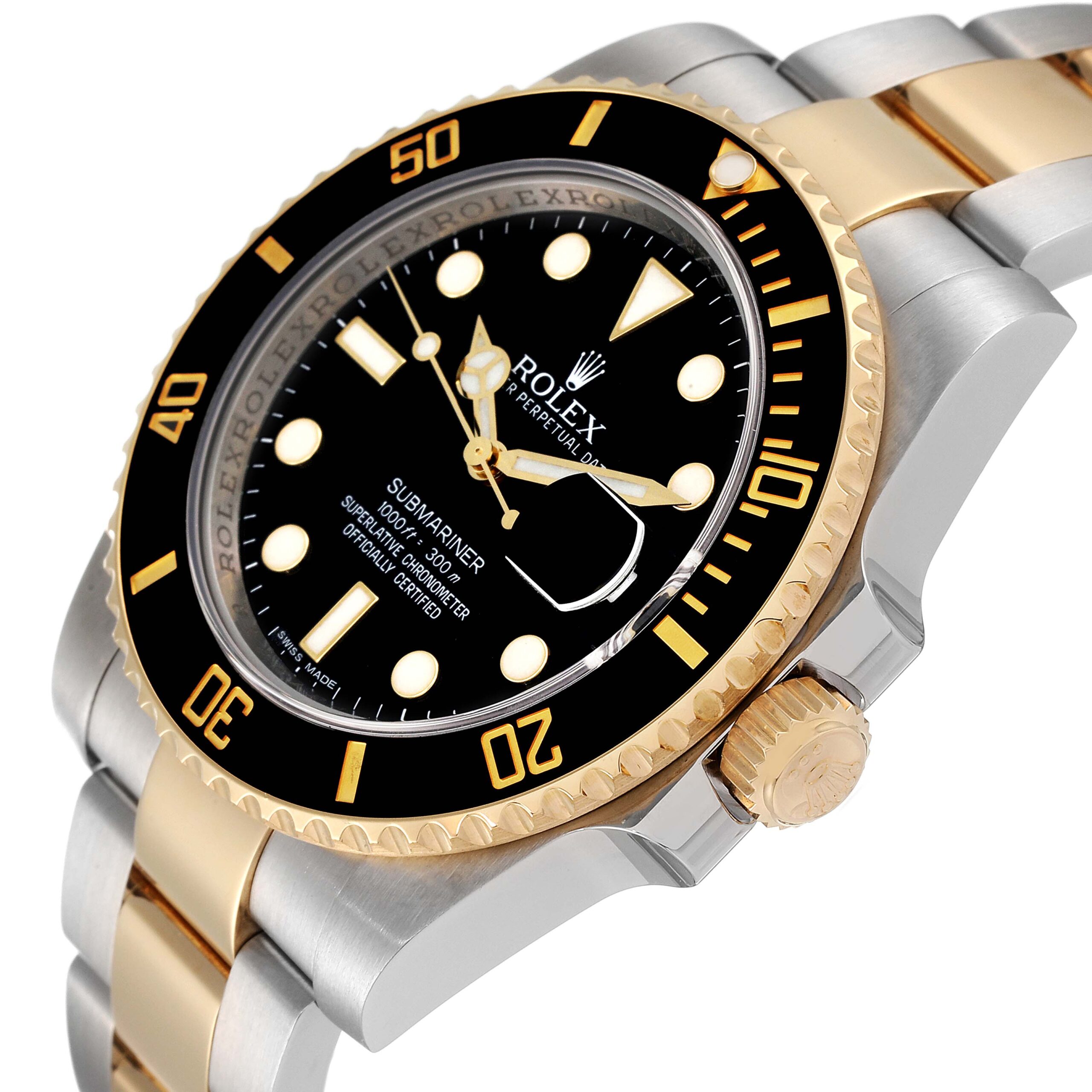 Rolex Submariner Steel Yellow Gold Black Dial Mens Watch 116613