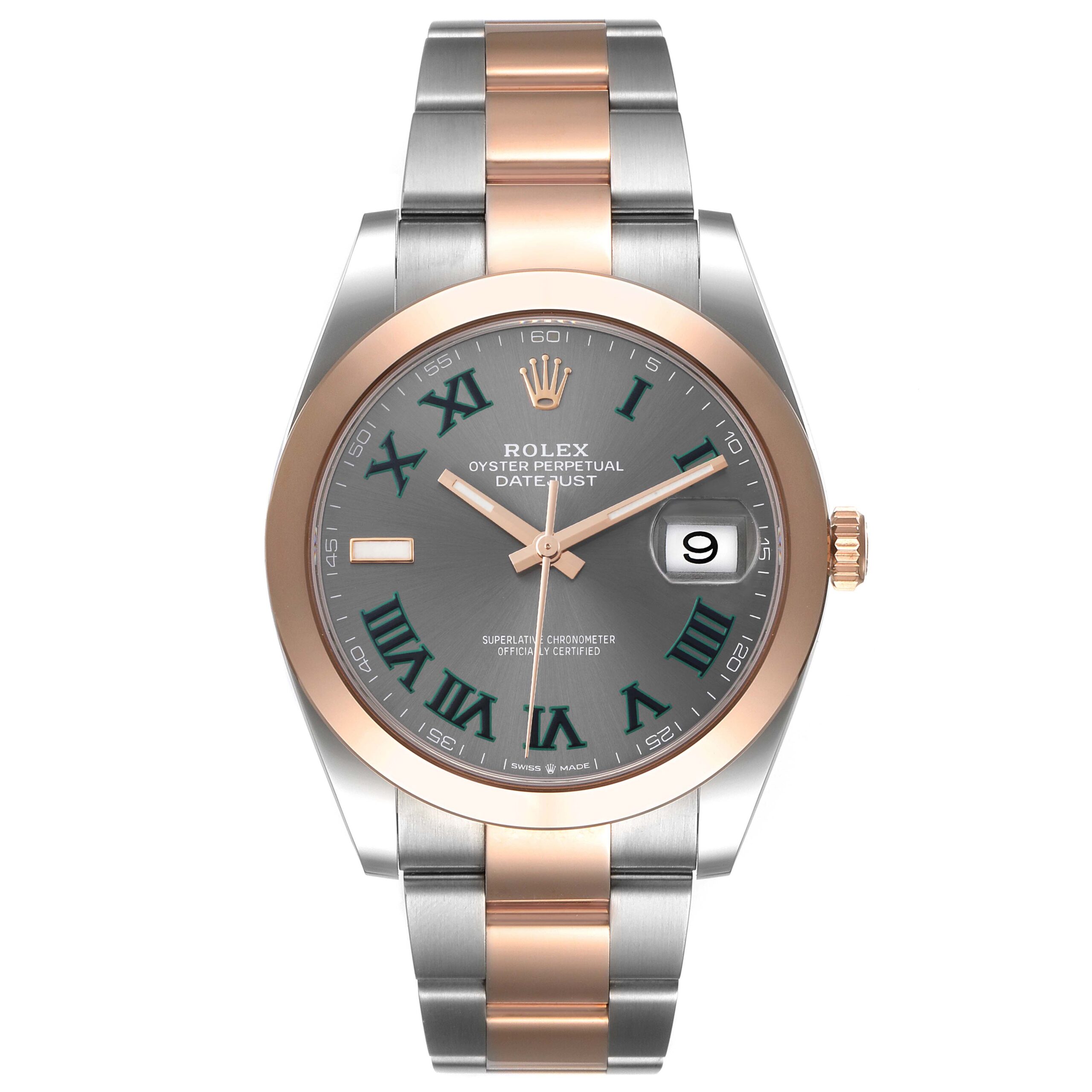 Rolex Datejust 41 Steel Rose Gold Wimbledon Dial Mens Watch 126301 Unworn