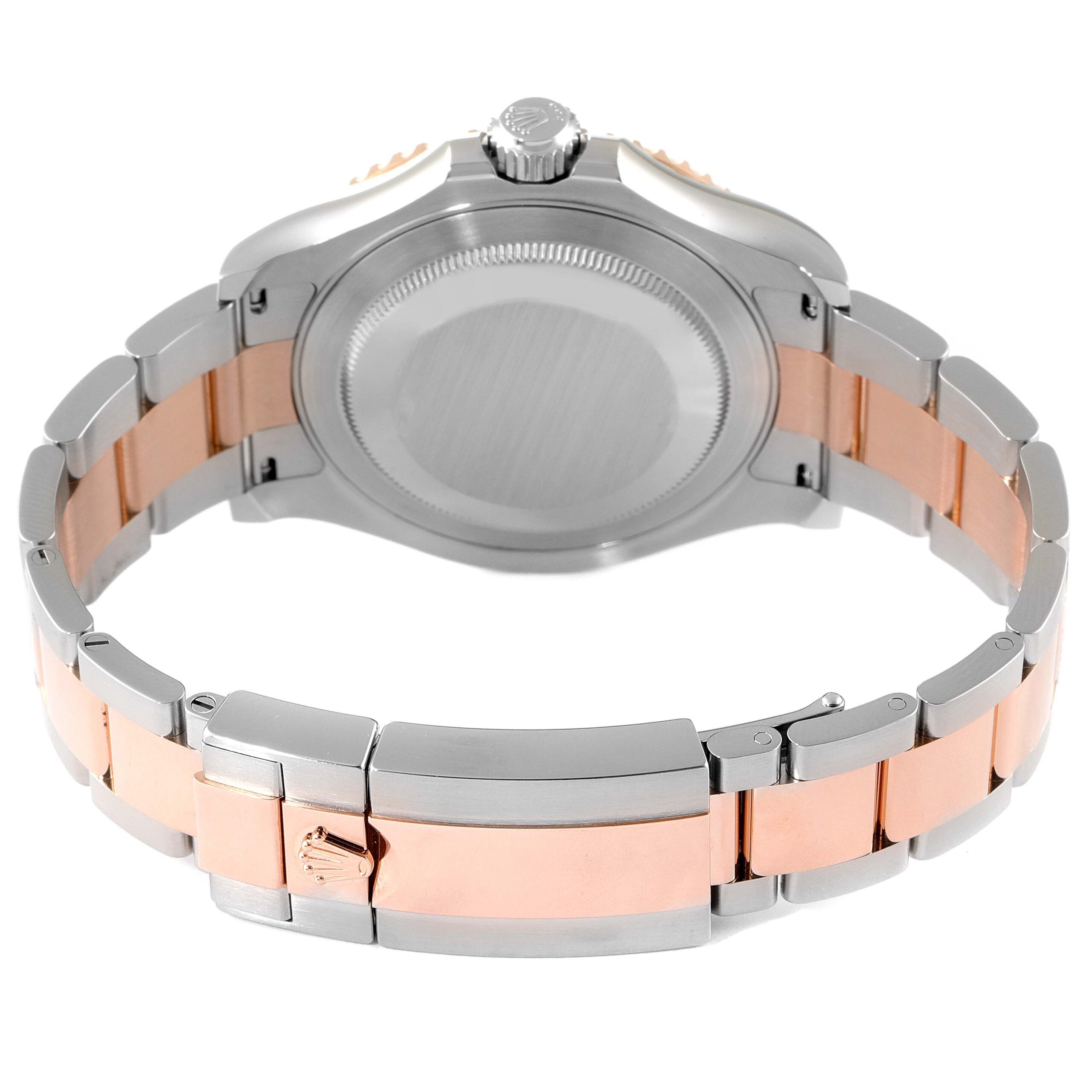 Rolex Yachtmaster Rose Gold Steel Black Dial Mens Watch 116621 Box Card