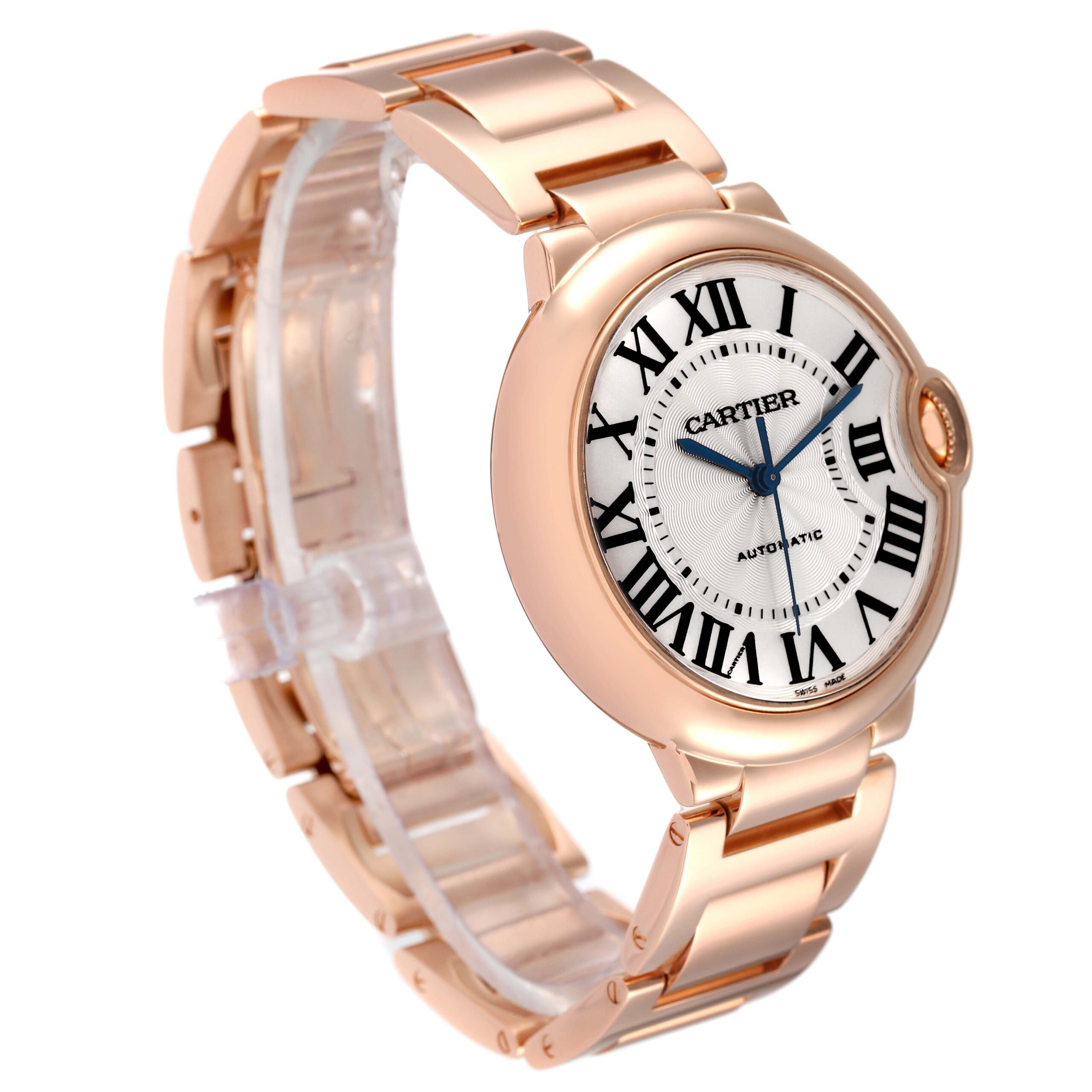 Cartier Ballon Bleu 36mm Automatic Rose Gold Mens Watch W69004Z2 Box Card