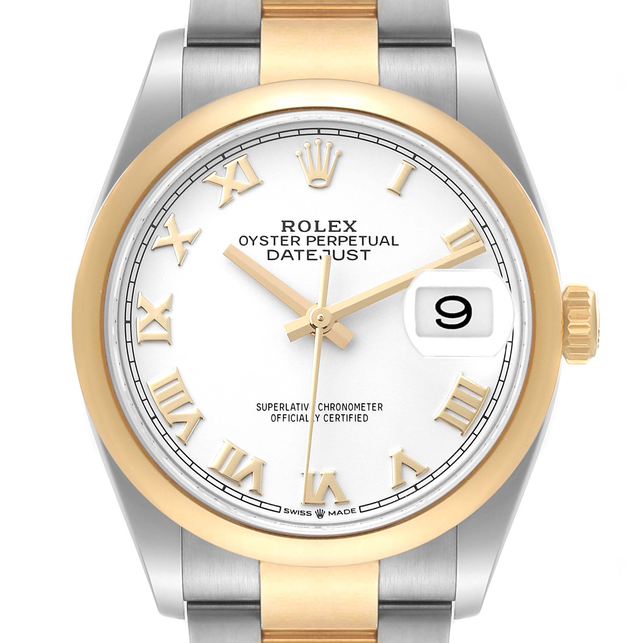 Rolex Datejust Steel Yellow Gold White Dial Mens Watch 126203 Box Card