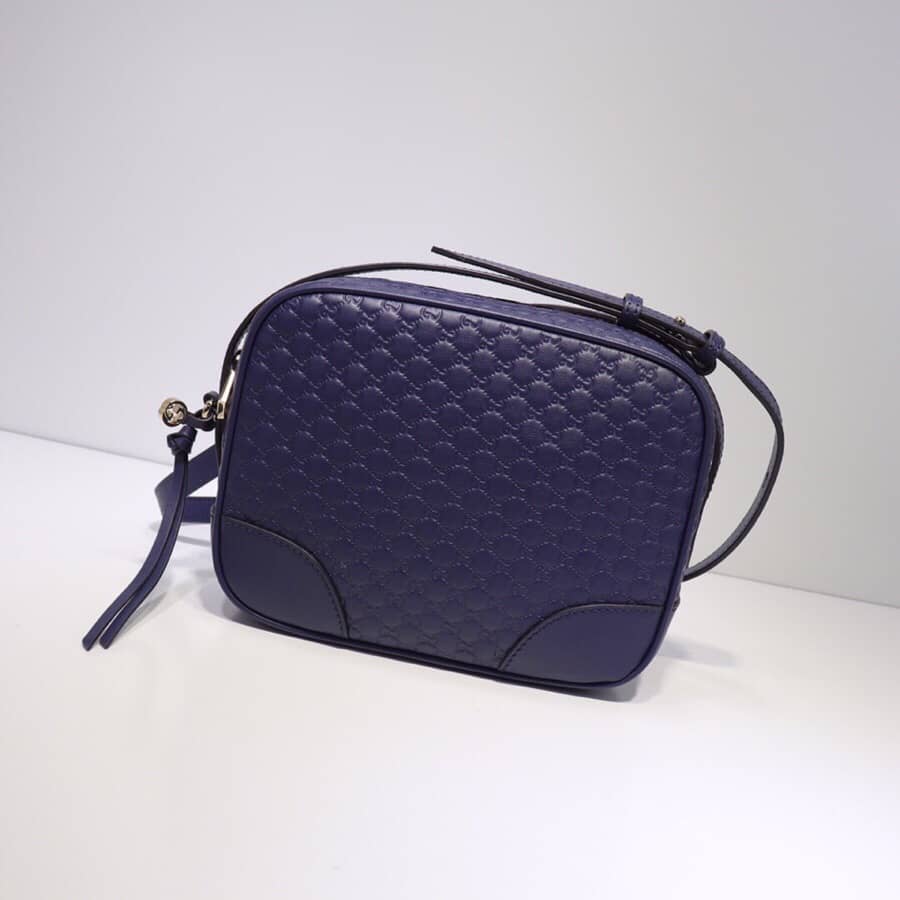 Gucci Bree Guccissima GG Leather Canvas Camera Bag Replica Blue 449413
