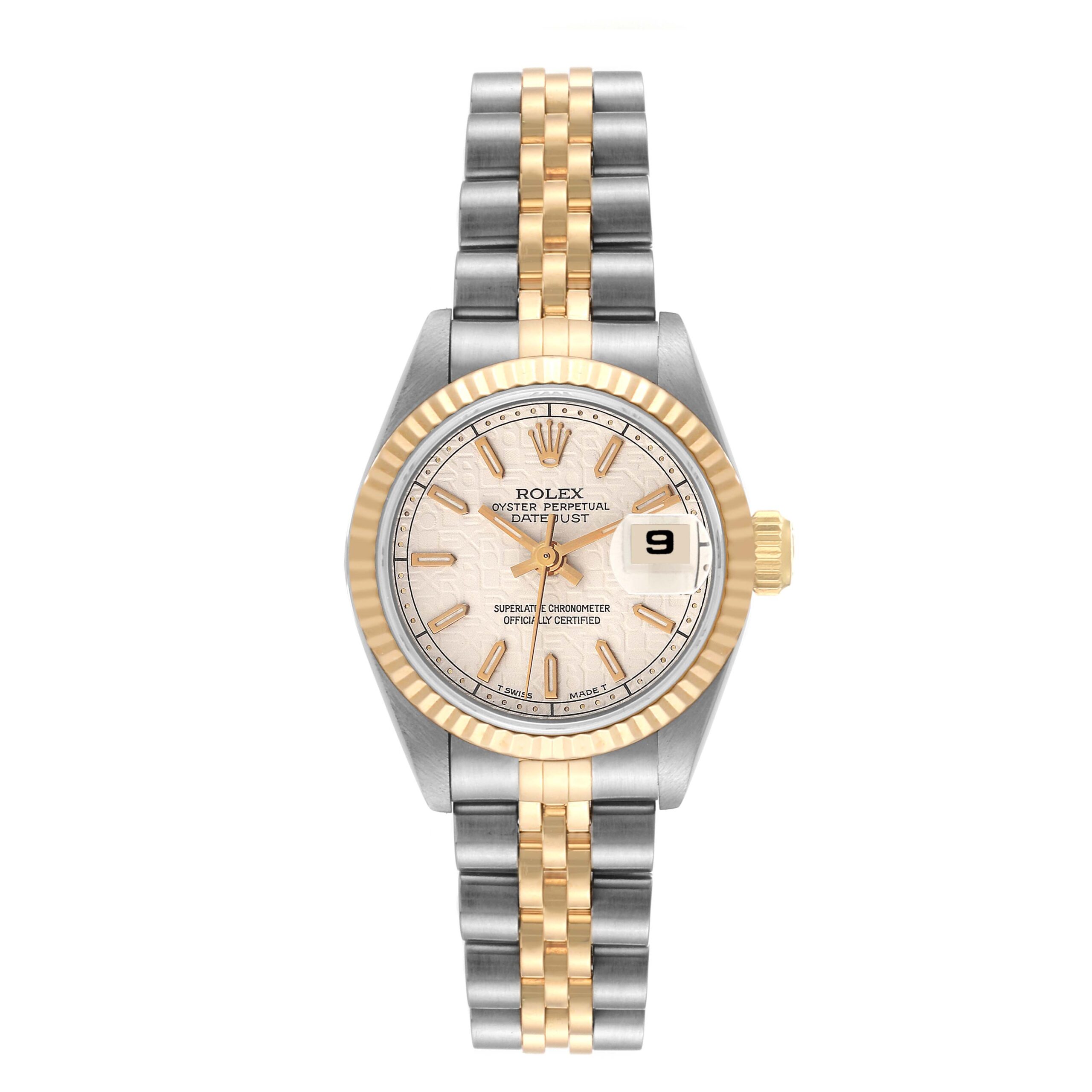 Rolex Datejust Steel Yellow Gold Ivory Anniversary Dial Ladies Watch 69173
