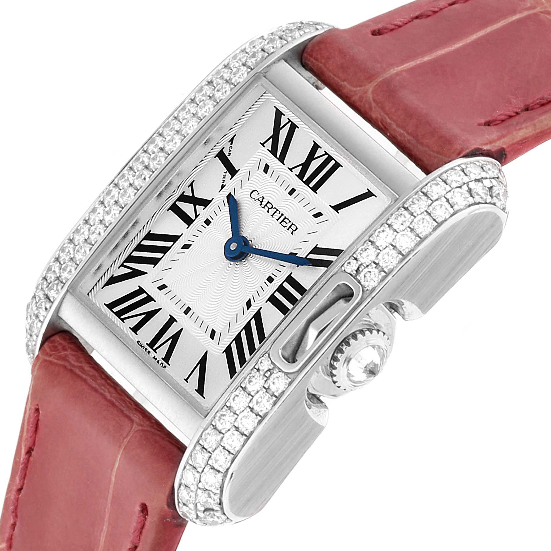 Cartier Tank Anglaise White Gold Diamond Ladies Watch WT100015 Box Papers