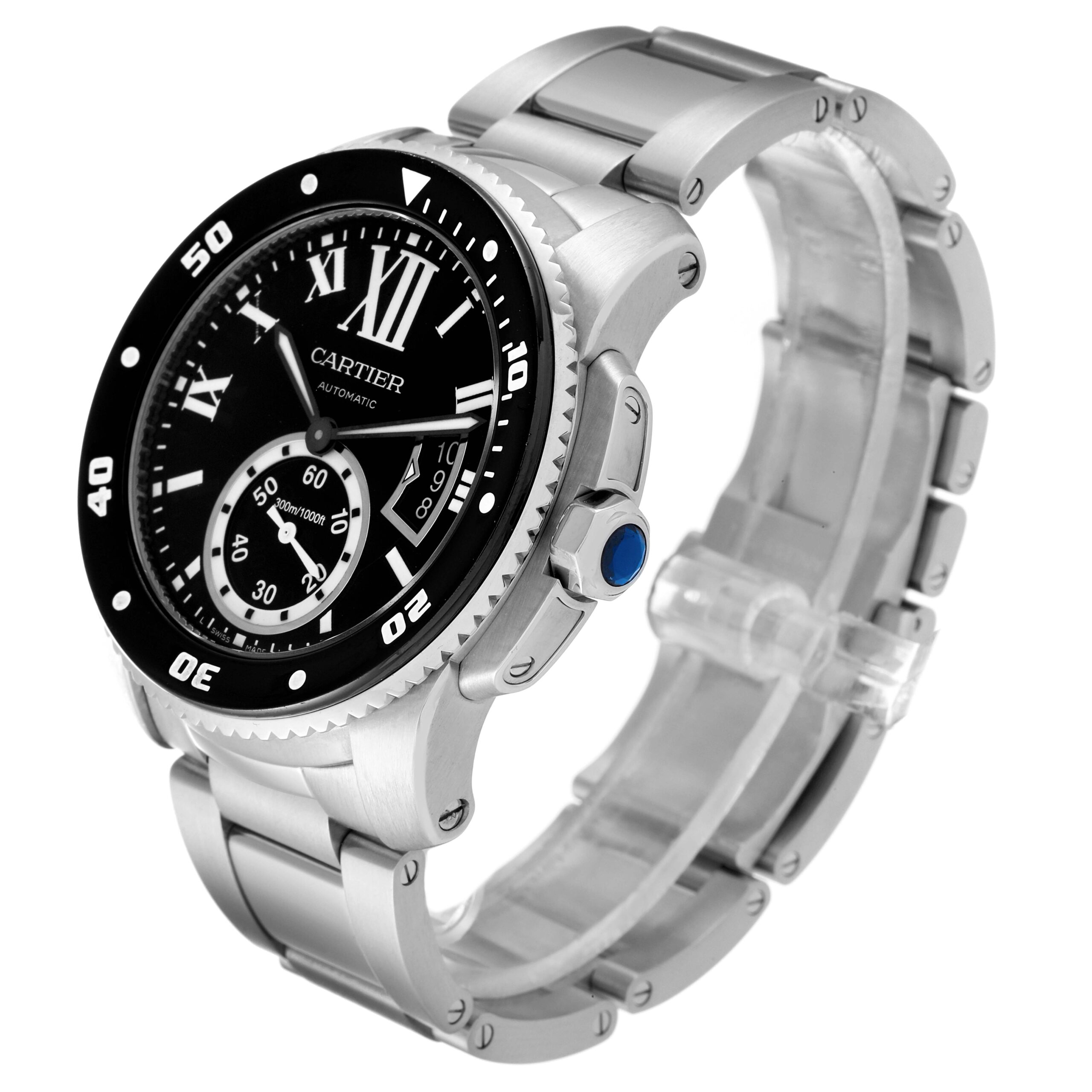 Cartier Calibre Black Dial Automatic Steel Mens Watch W7100057