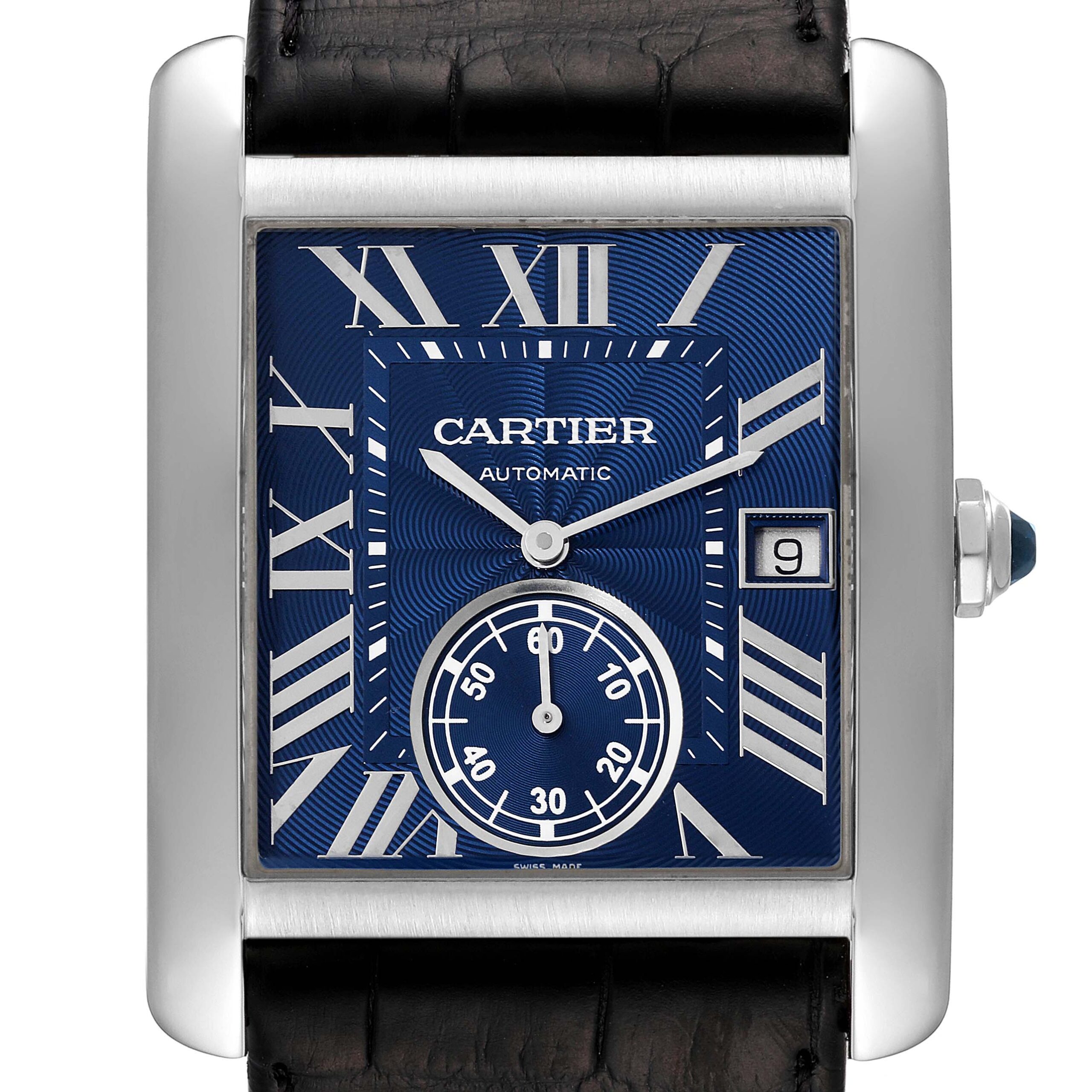 Cartier Tank MC Blue Dial Automatic Steel Mens Watch WSTA0010