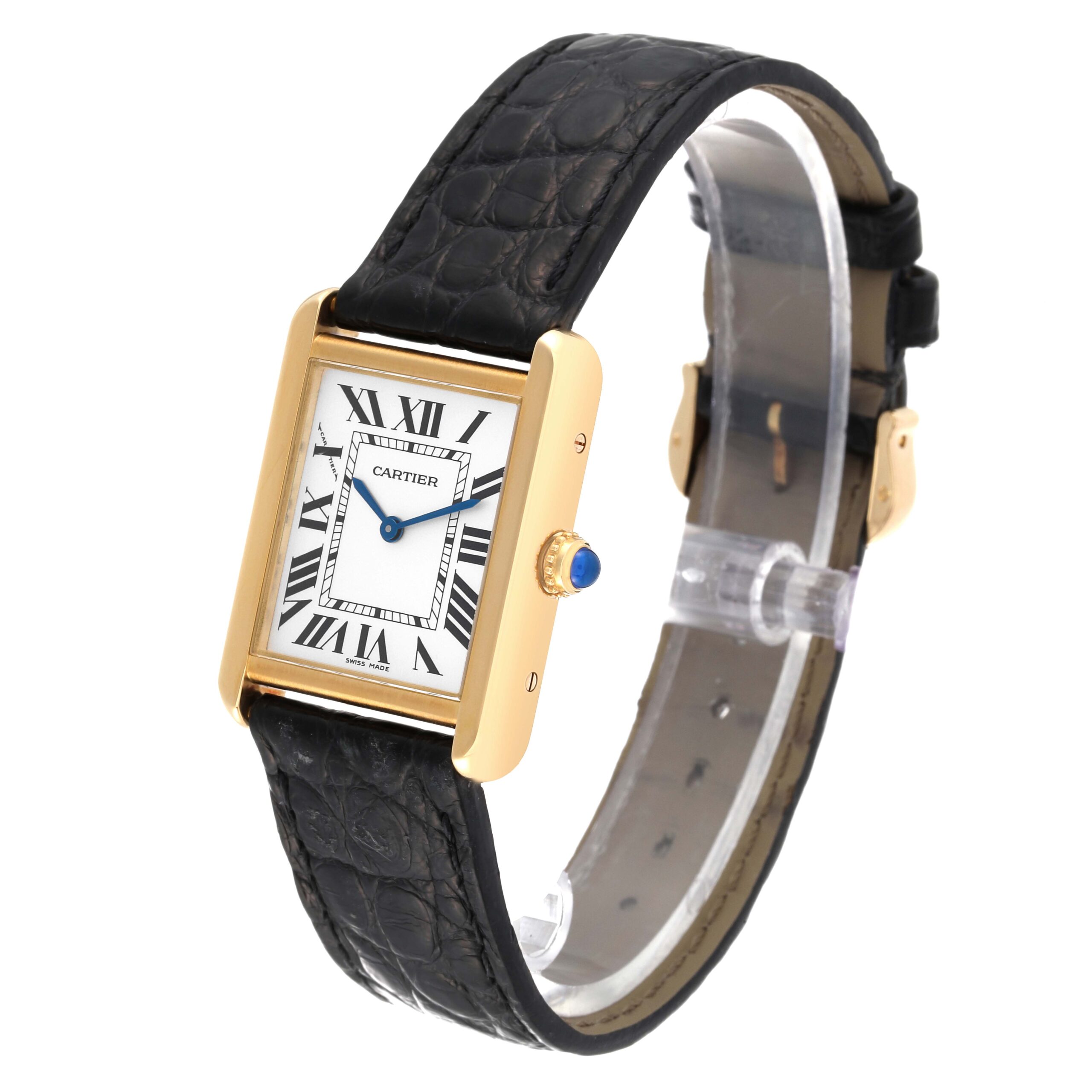 Cartier Tank Solo Small Yellow Gold Steel Silver Dial Ladies Watch W1018755