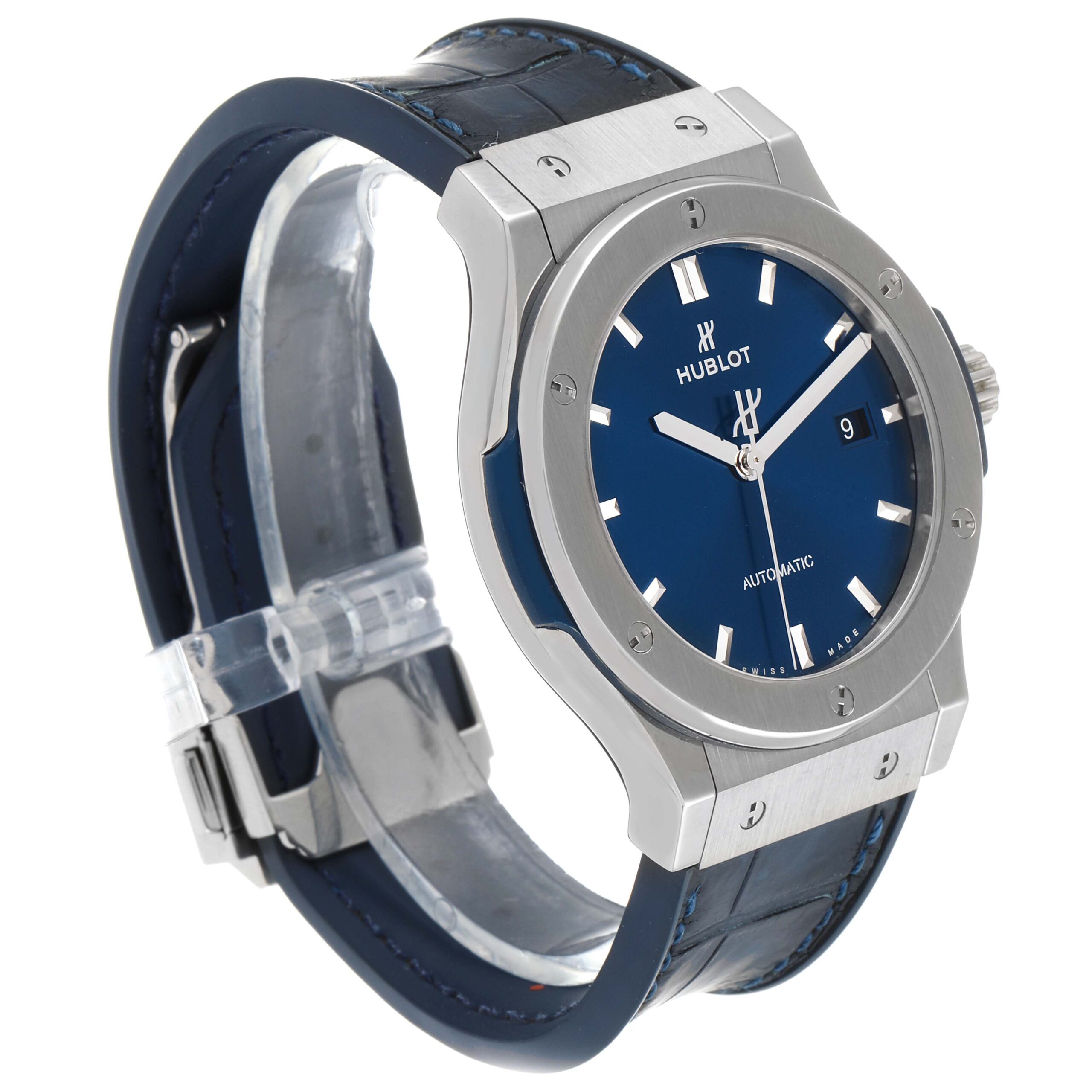 Hublot Classic Fusion Titanium 42mm Blue Dial Mens Watch 542.NX.7170.LR