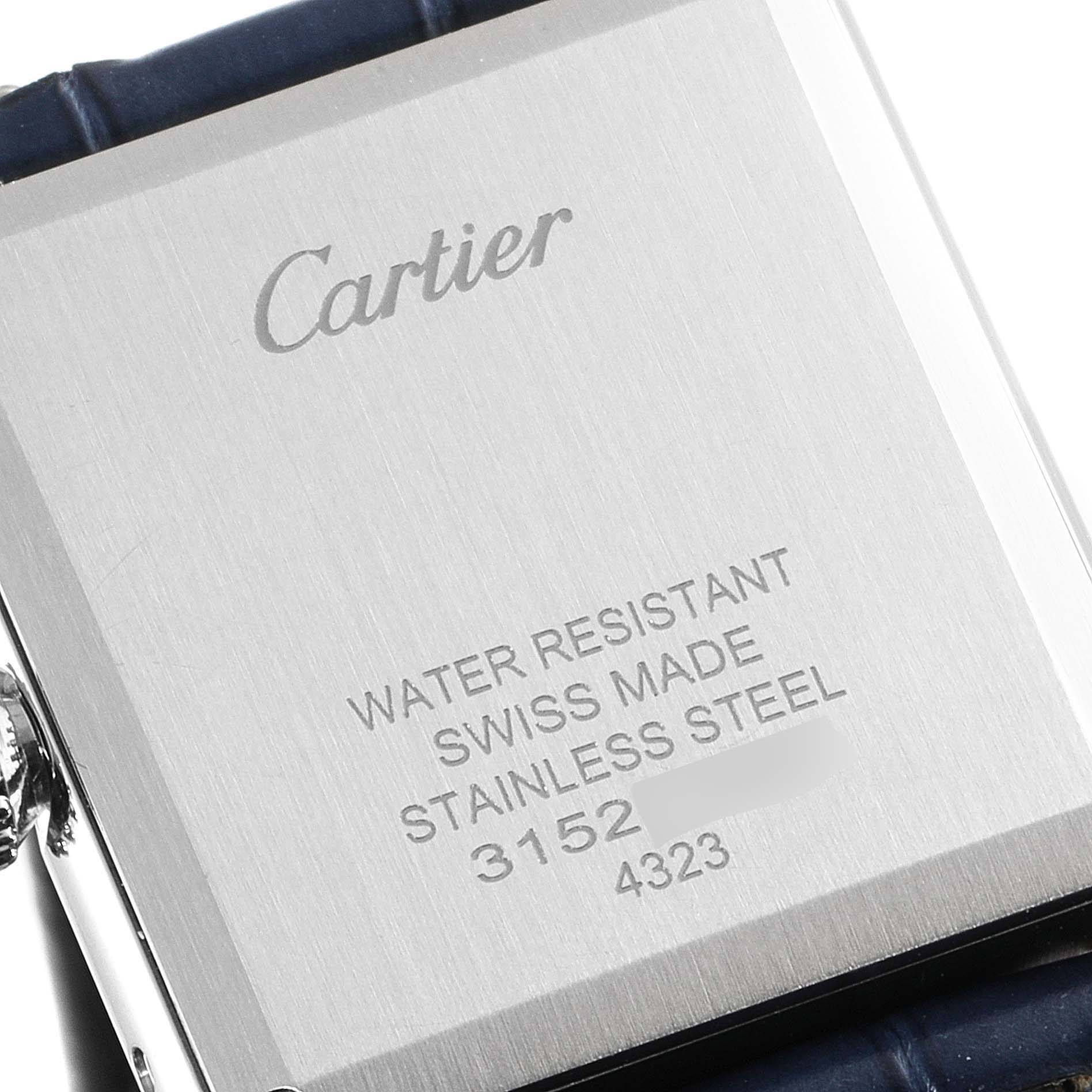 Cartier Tank Must Large Steel Blue Dial Ladies Watch WSTA0055