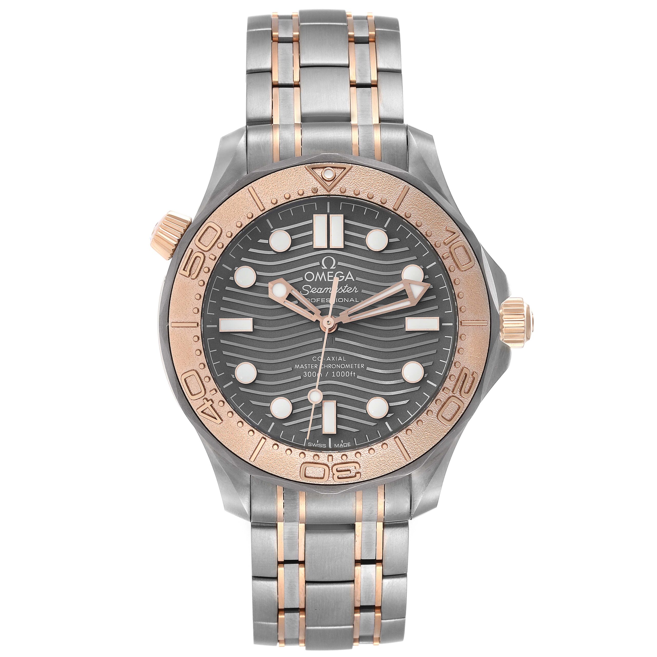 Omega Seamaster Titanium Rose Gold Mens Watch 210.60.42.20.99.001 Box Card