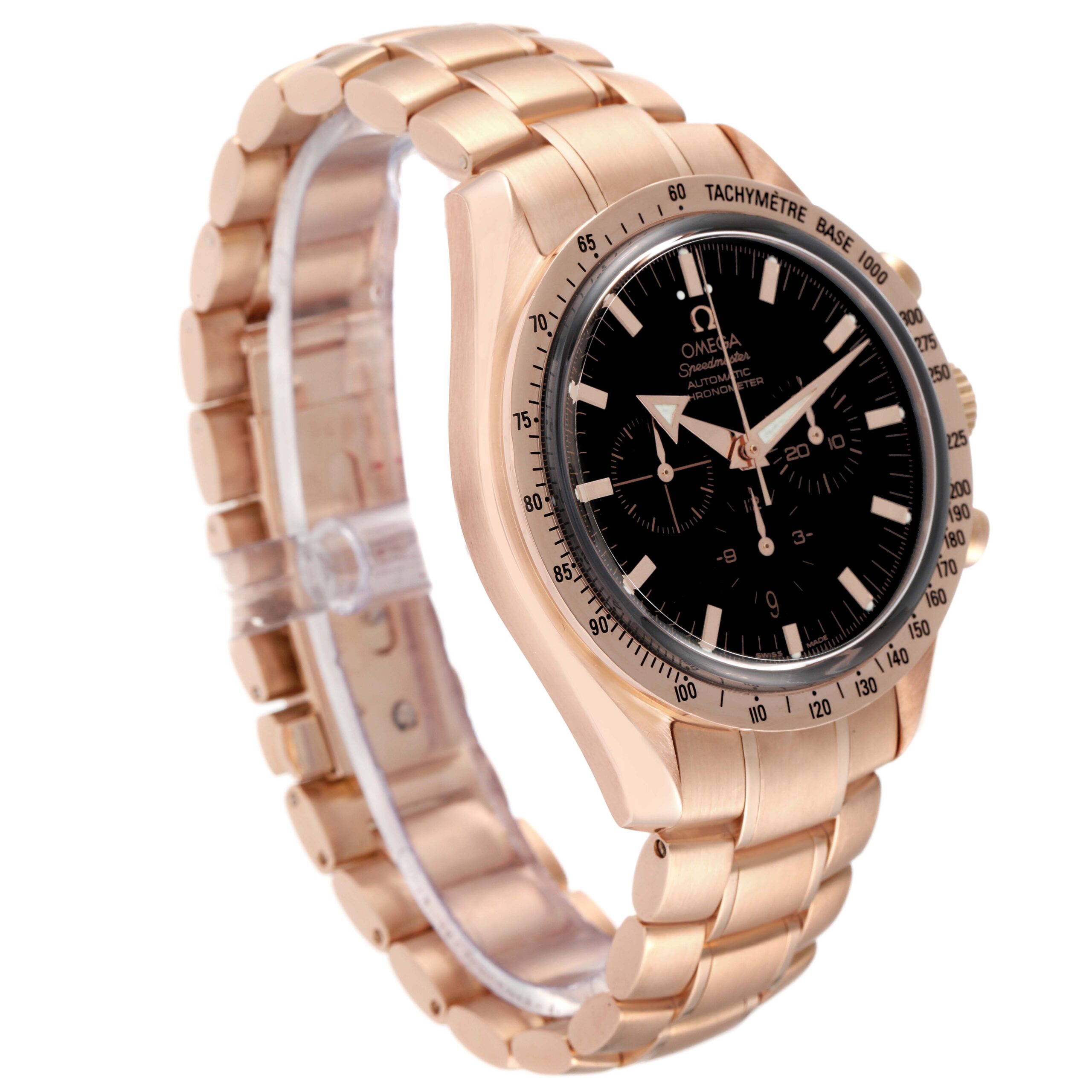 Omega Speedmaster Broad Arrow Rose Gold Mens Watch 3653.80.33