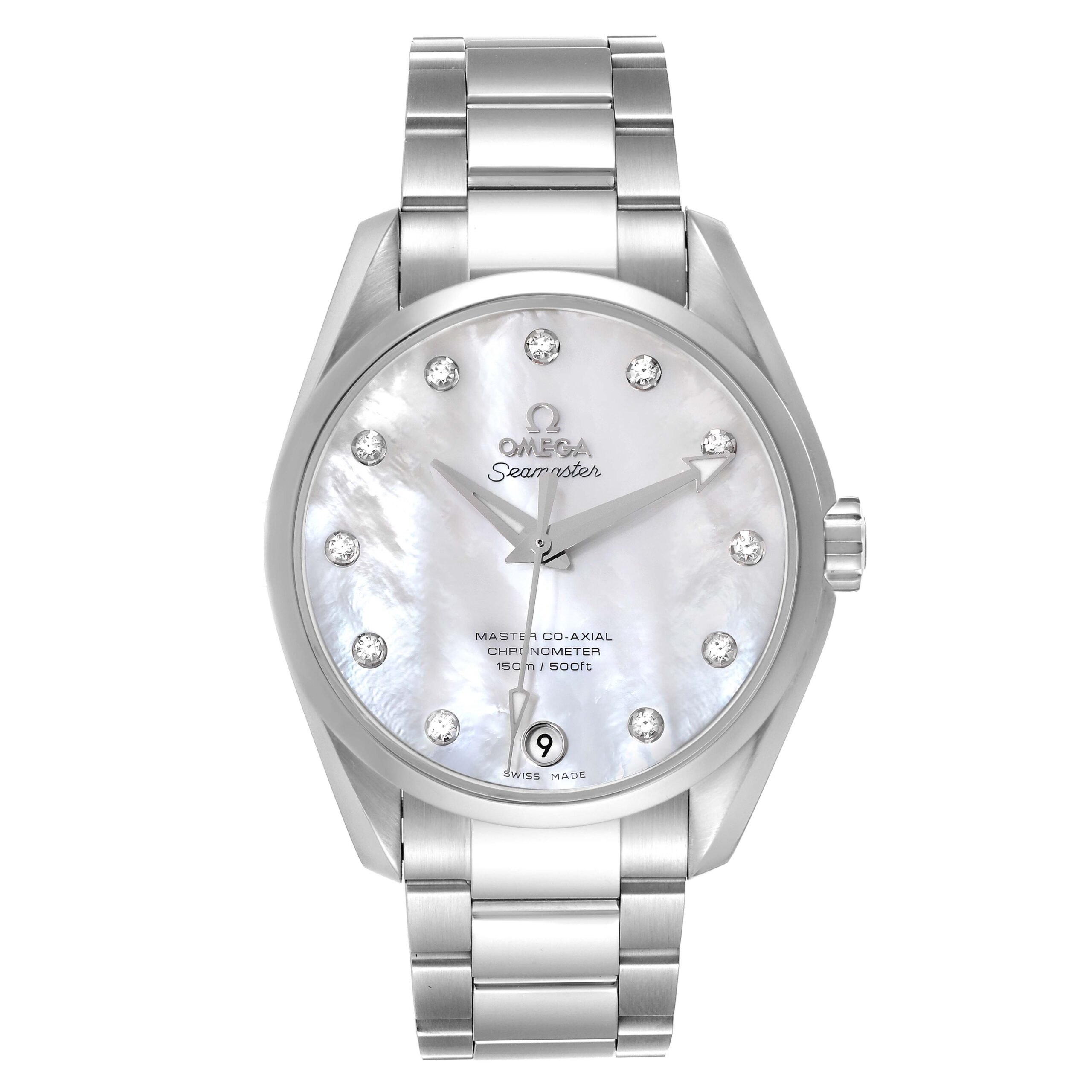 Omega Aqua Terra Steel Mother of Pearl Diamond Mens Watch 231.10.39.21.55.002 Box Card