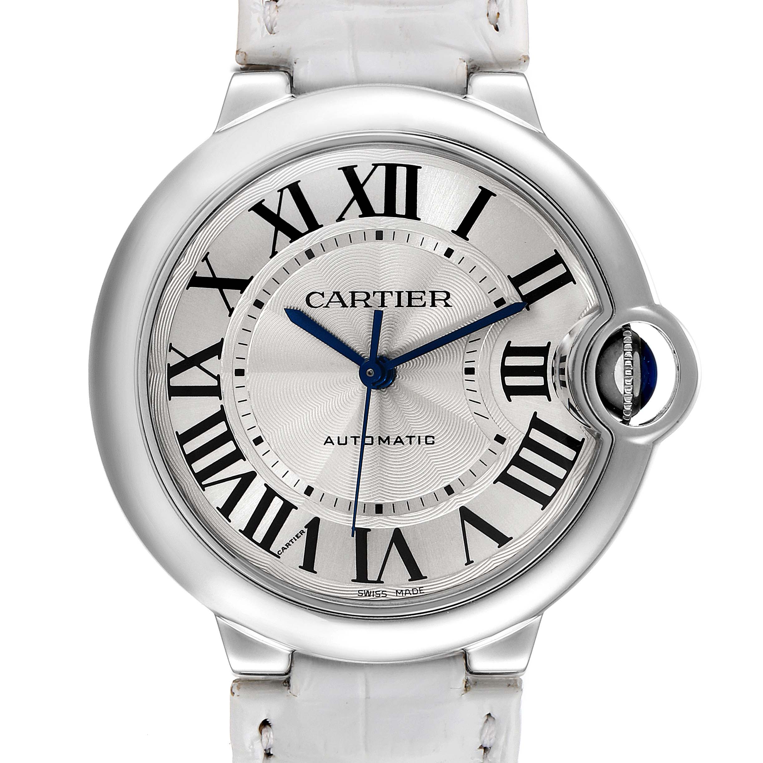Cartier Ballon Bleu Automatic Steel Mens Watch W69017Z4 Box Papers