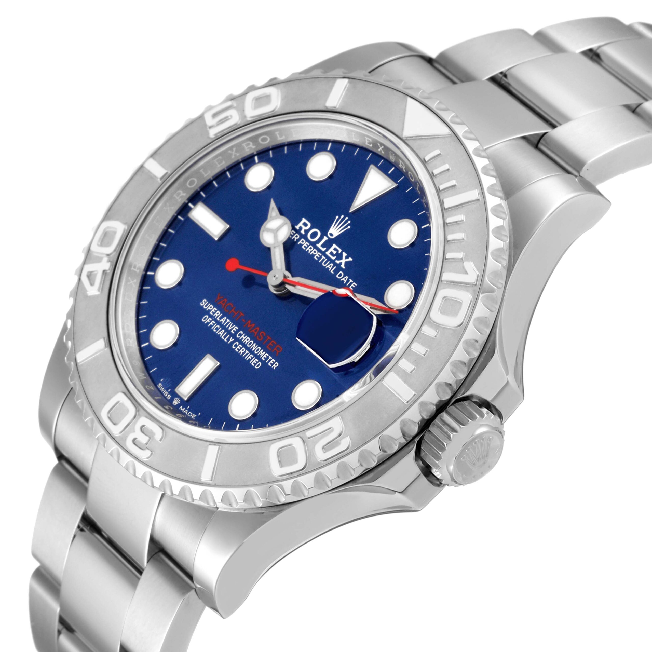 Rolex Yachtmaster Steel Platinum Blue Dial Mens Watch 126622 Box Card
