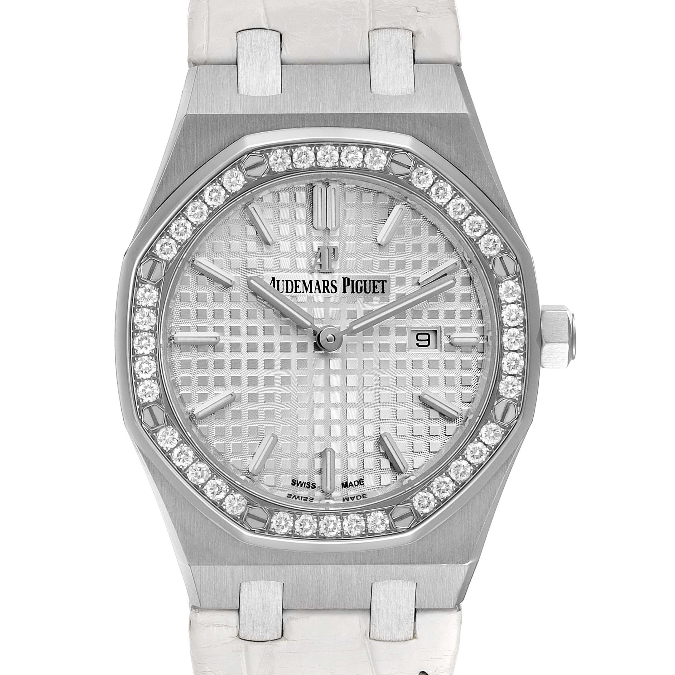 Audemars Piguet Royal Oak 33mm Steel Diamond Ladies Watch 67651ST Box Card