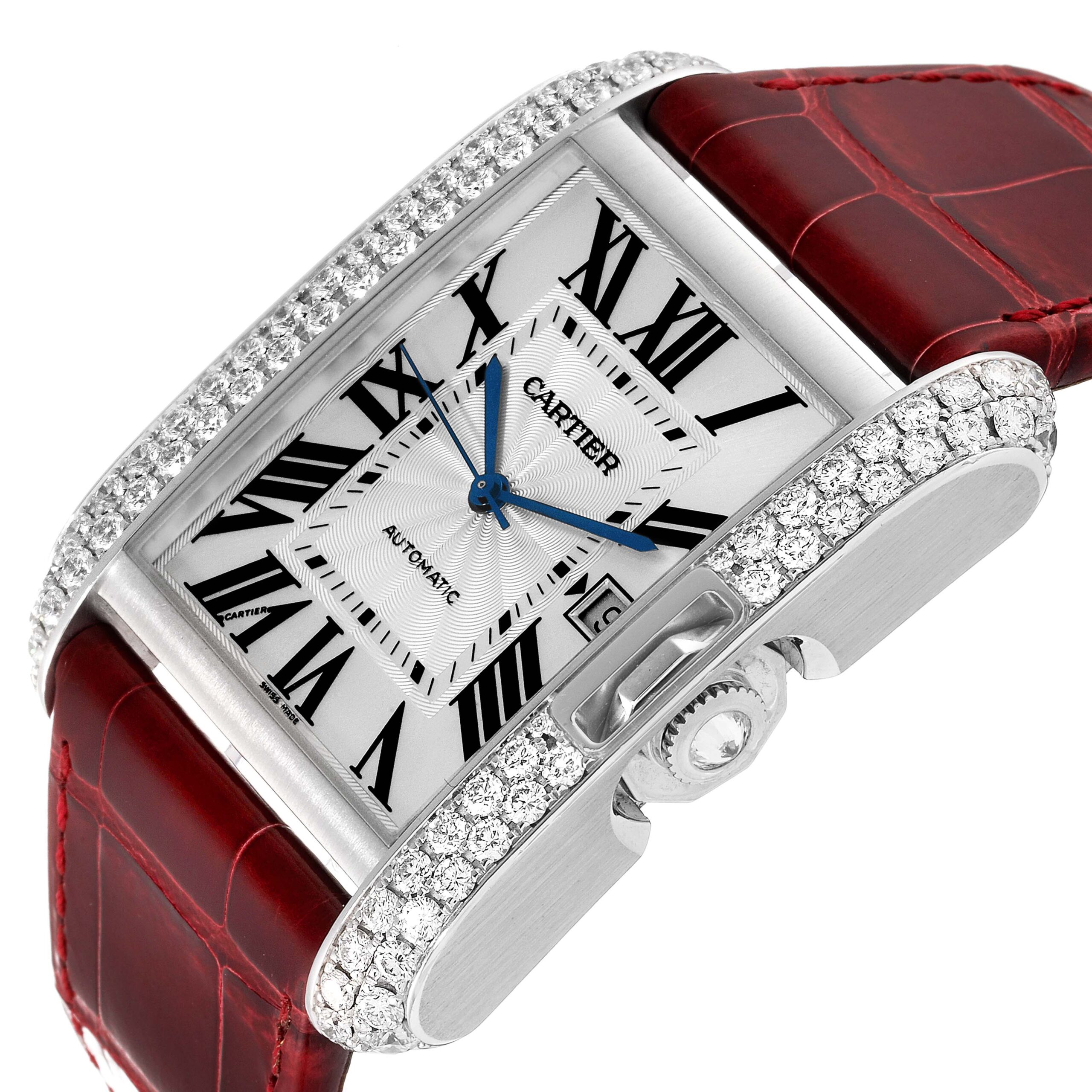 Cartier Tank Anglaise XL White Gold Diamond Mens Watch WT100023