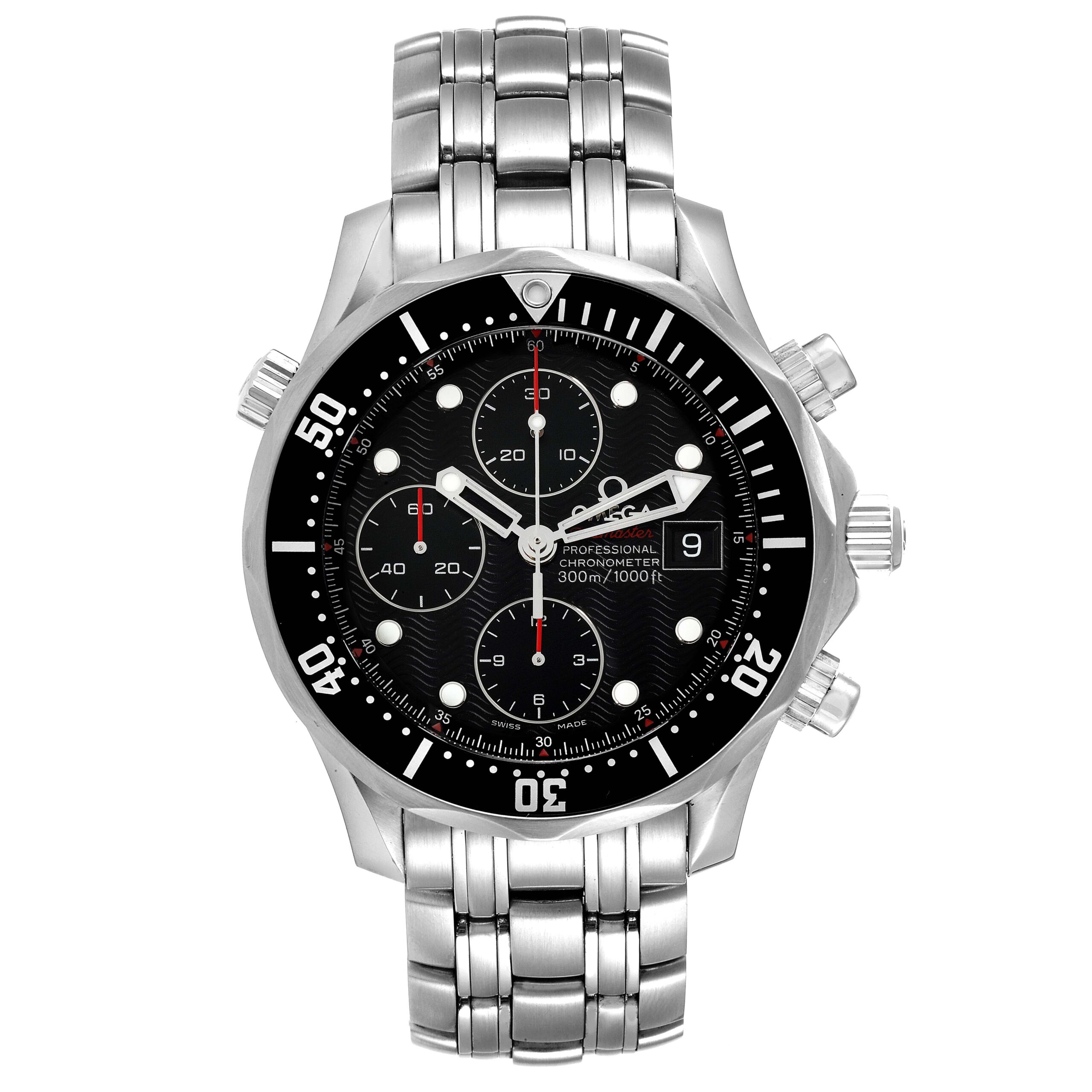 Omega Seamaster Chronograph Black Dial Watch 213.30.42.40.01.001 Box Card
