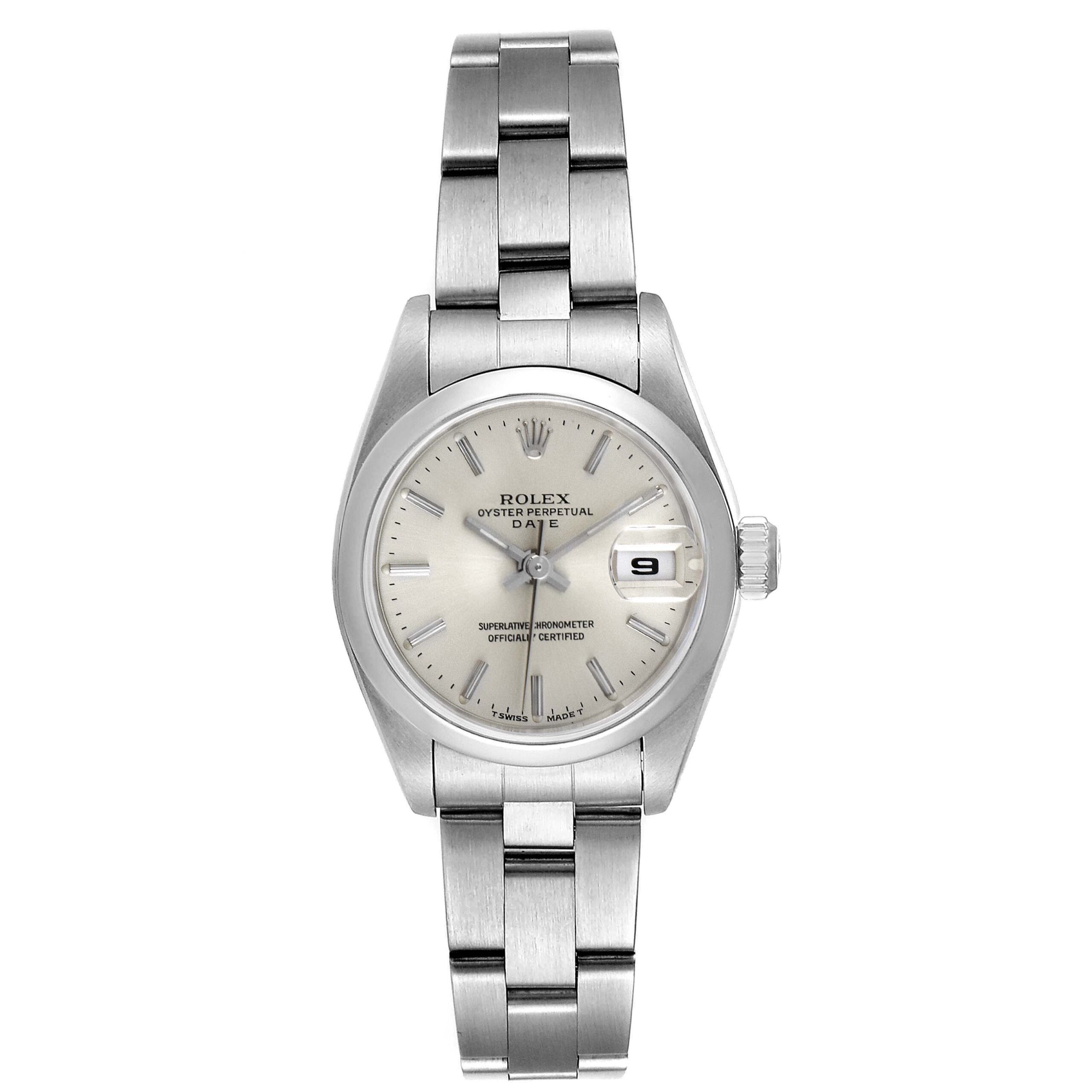Rolex Date Silver Dial Oyster Bracelet Steel Ladies Watch 69160