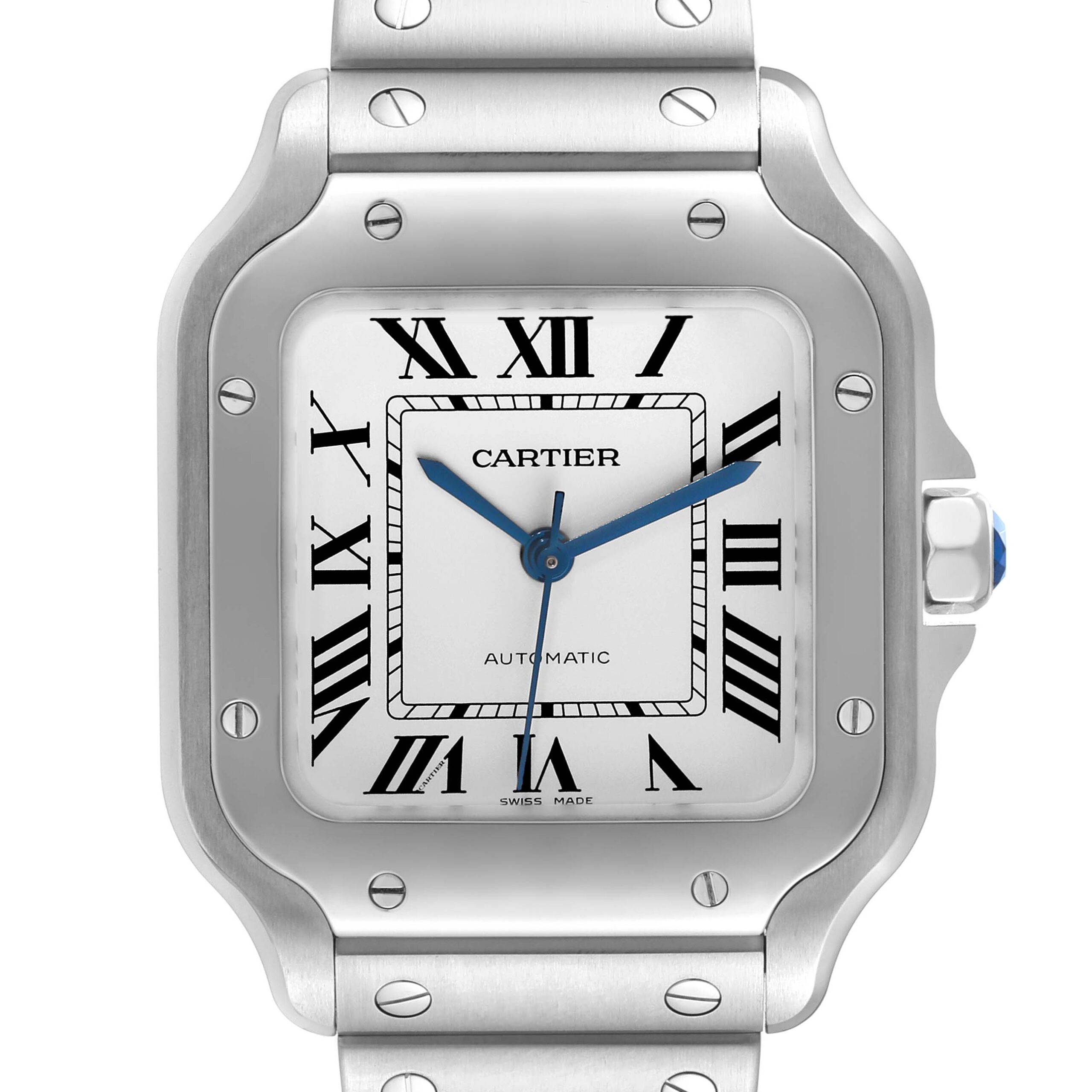 Cartier Santos De Cartier Medium Steel Mens Watch WSSA0010 Box Card