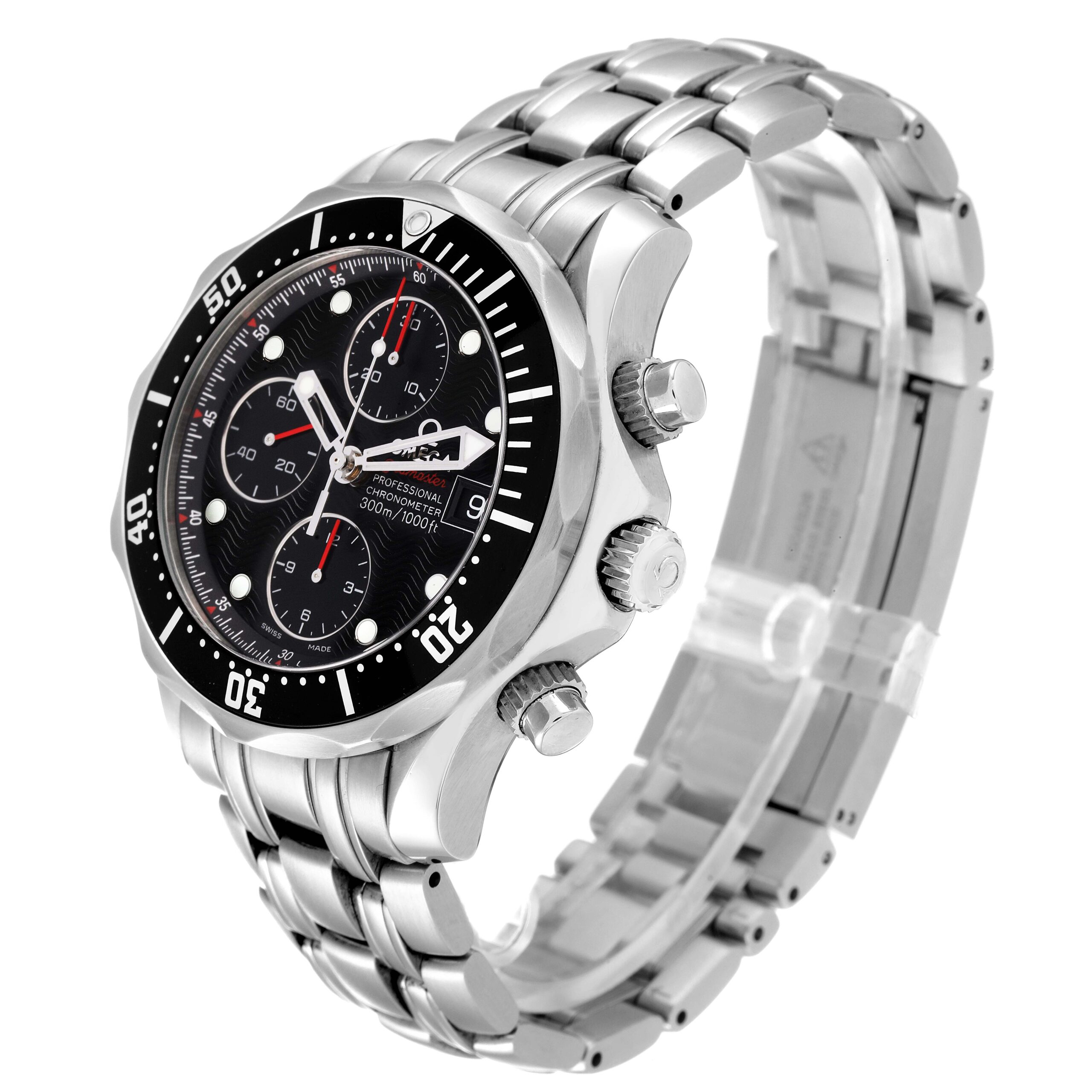 Omega Seamaster Chronograph Black Dial Watch 213.30.42.40.01.001 Box Card