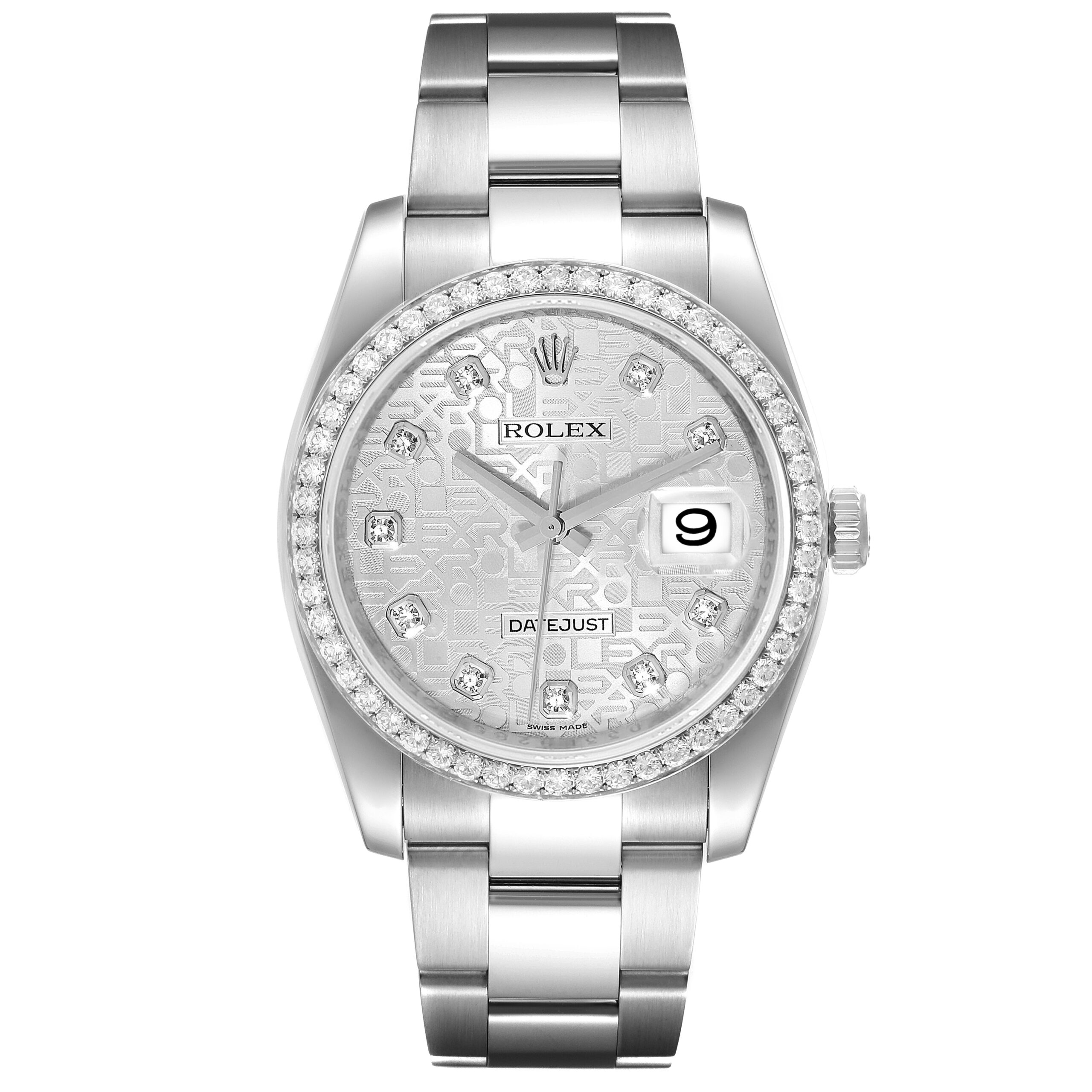 Rolex Datejust Diamond Dial Bezel Steel Mens Watch 116244