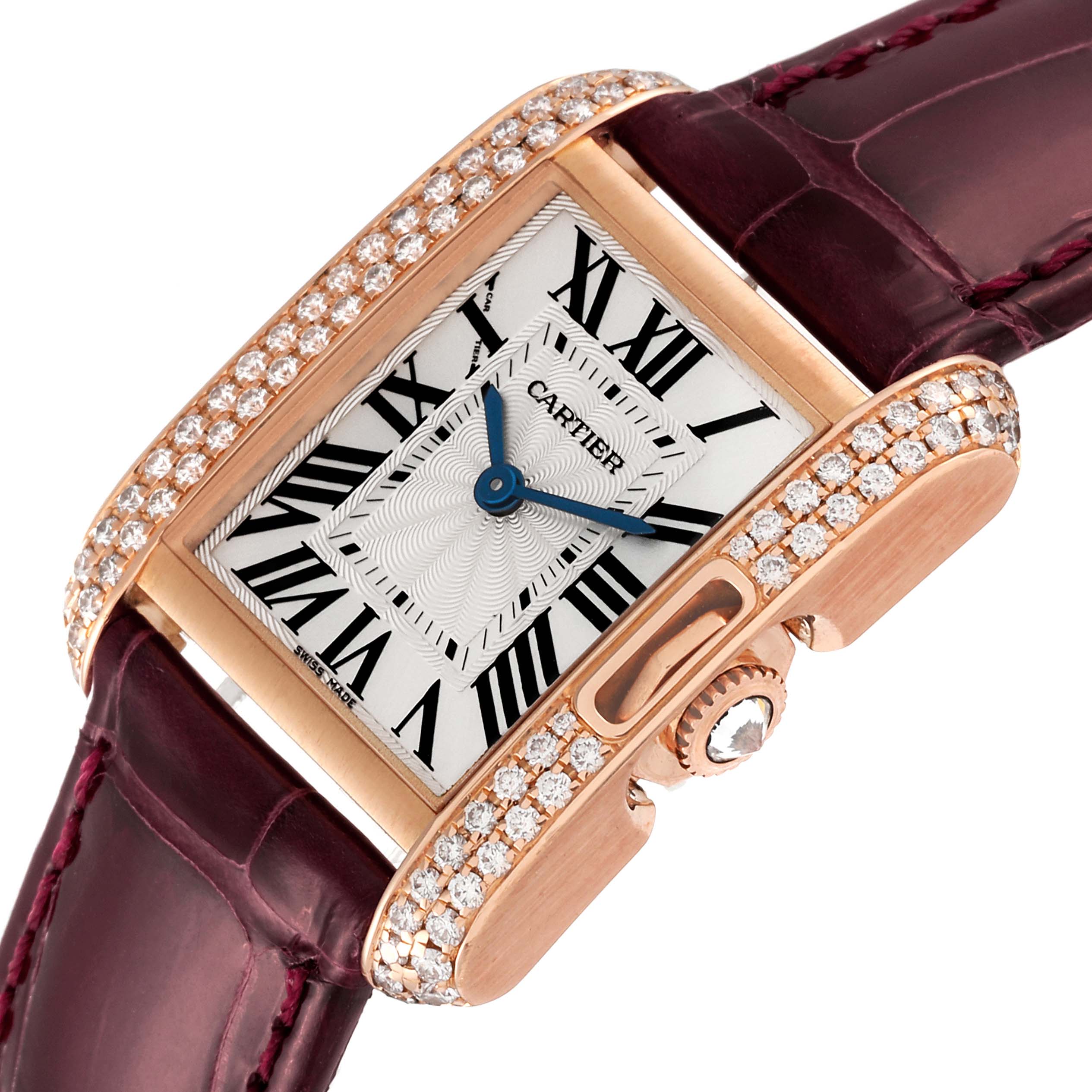 Cartier Tank Anglaise Rose Gold Silver Dial Diamond Ladies Watch WT100013