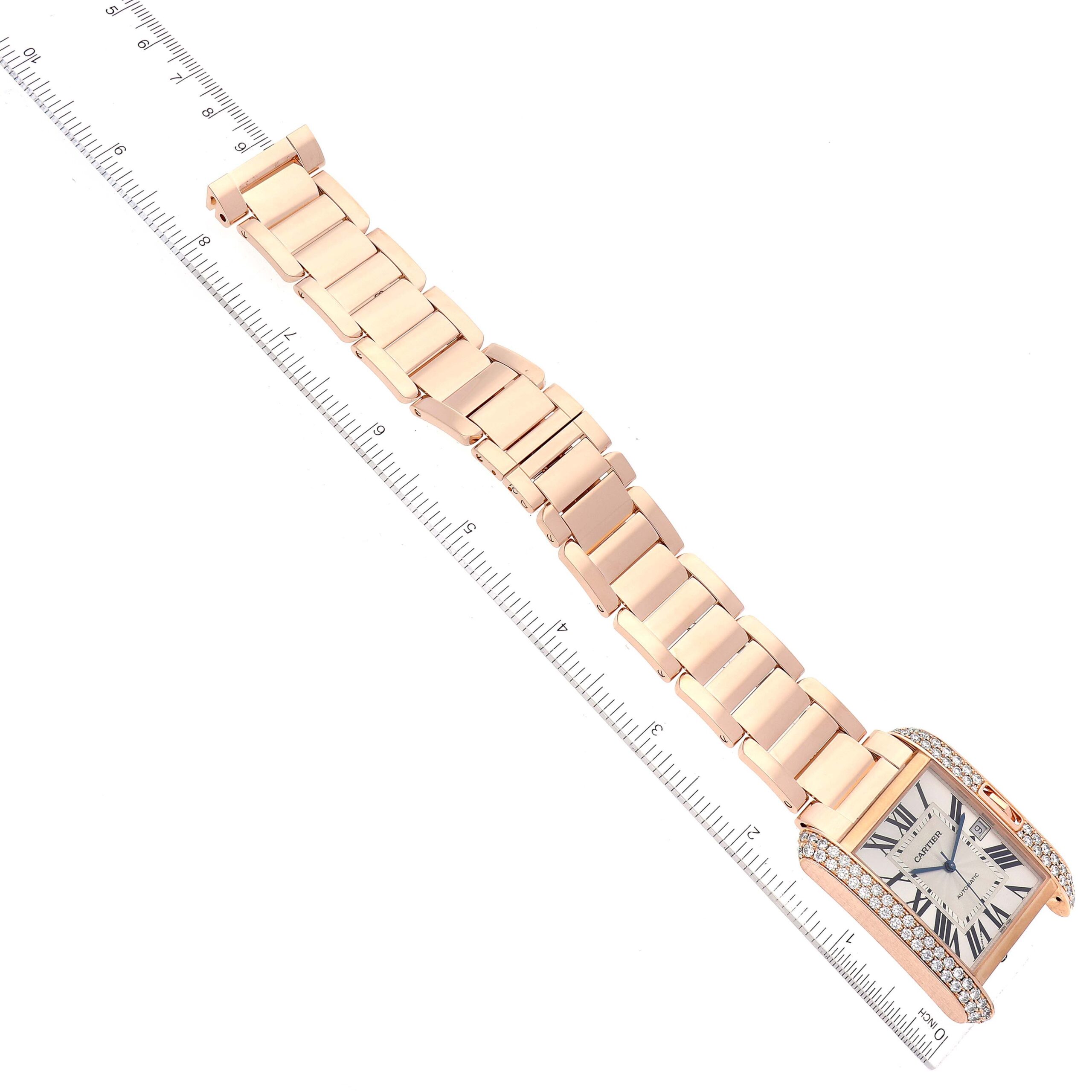 Cartier Tank Anglaise Large 18K Rose Gold Diamond Watch WT100004 Box Papers