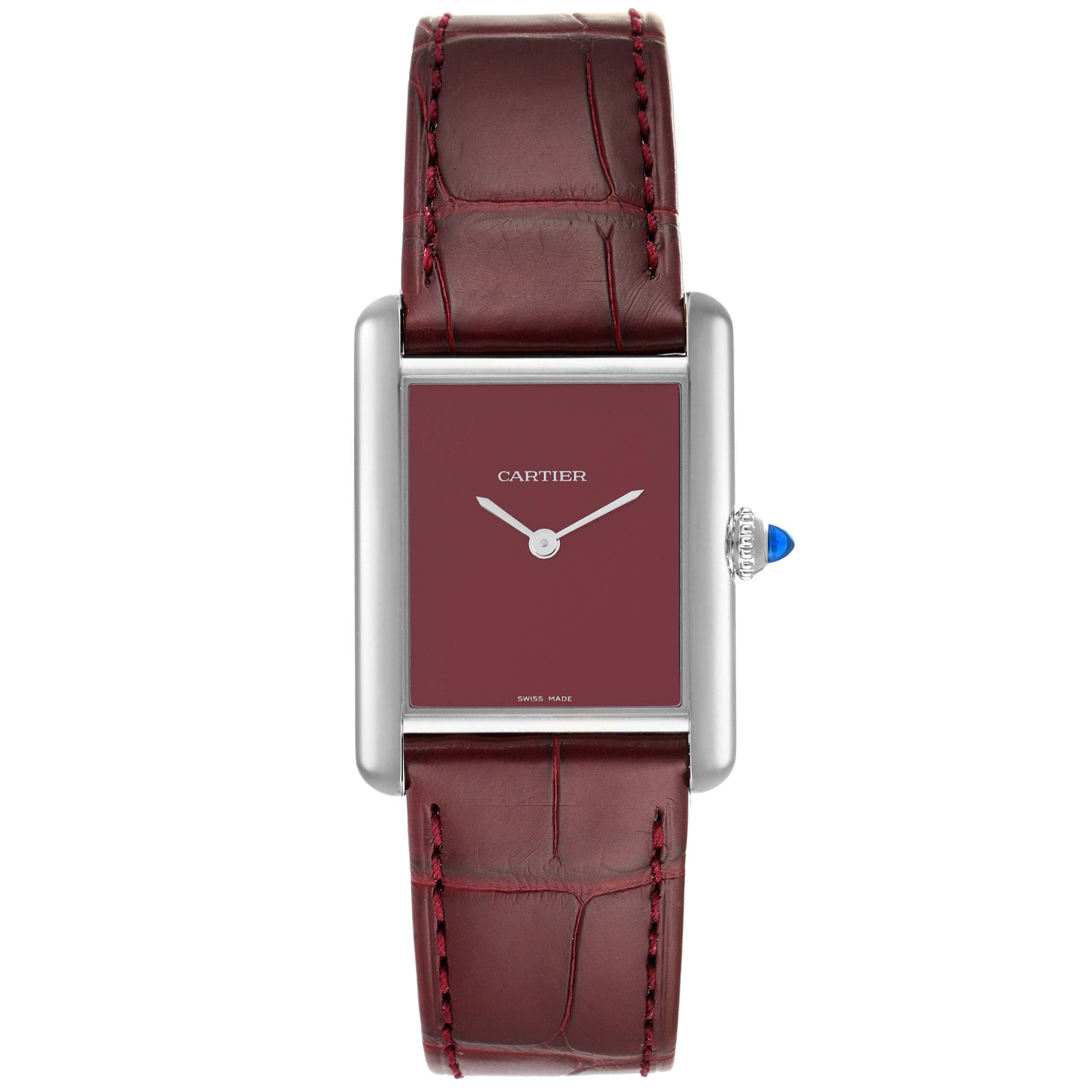 Cartier Tank Must Large Steel Red Dial Ladies Watch WSTA0054 Unworn