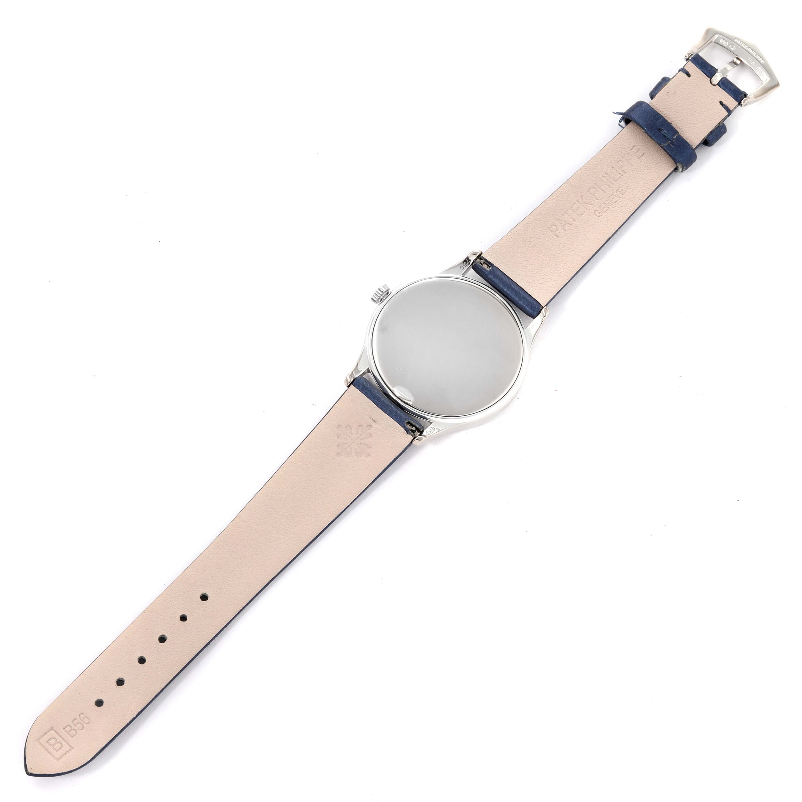 Patek Philippe Calatrava White Gold Blue Dial Diamond Ladies Watch 4896 Papers