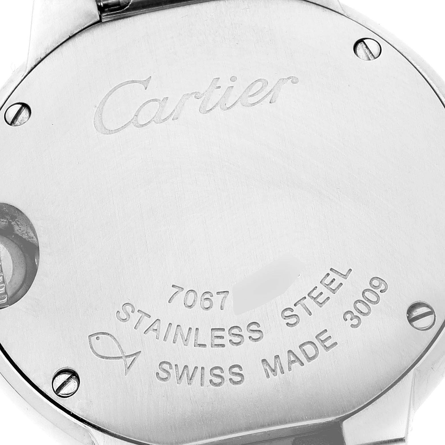 Cartier Ballon Bleu Steel Silver Dial Diamond Ladies Watch W4BB0015 Box Papers