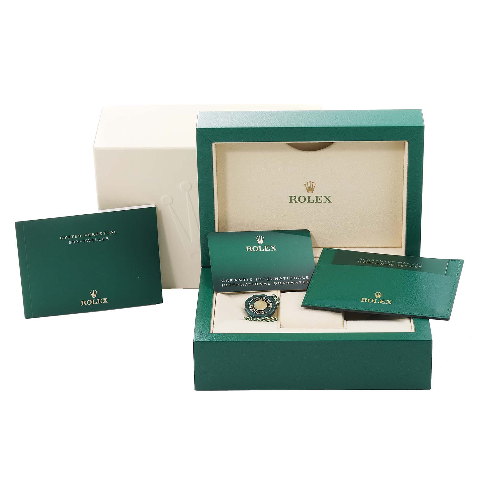 Rolex Sky-Dweller Steel White Gold Black Dial Mens Watch 326934 Unworn