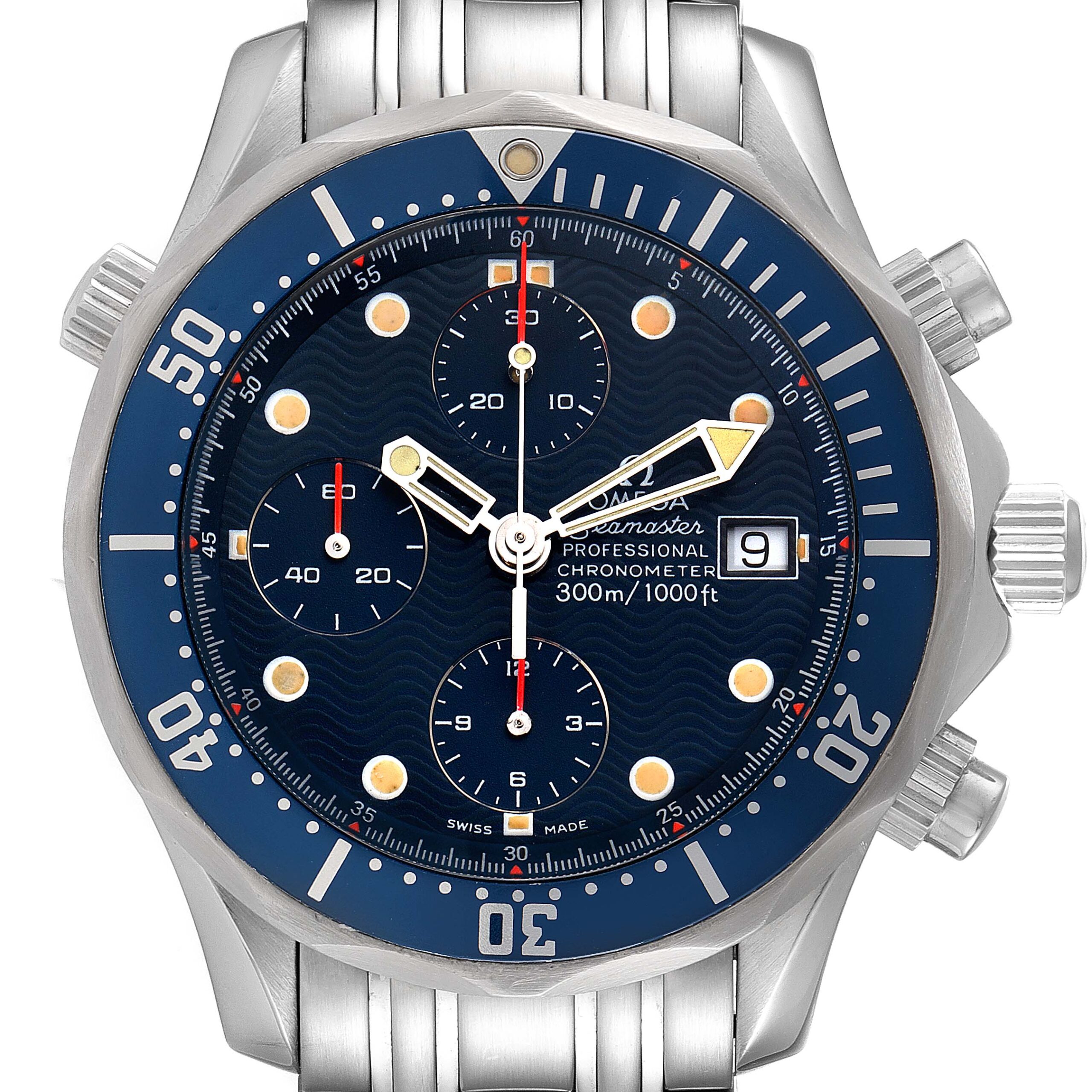 Omega Seamaster Bond Chronograph Blue Dial Steel Mens Watch 2599.80.00