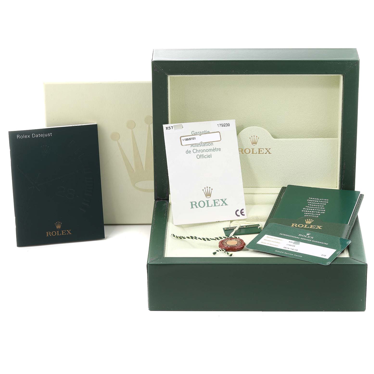 Rolex President Crown Collection White Gold Mother of Pearl Diamond Ladies Watch 179239 Box Papers
