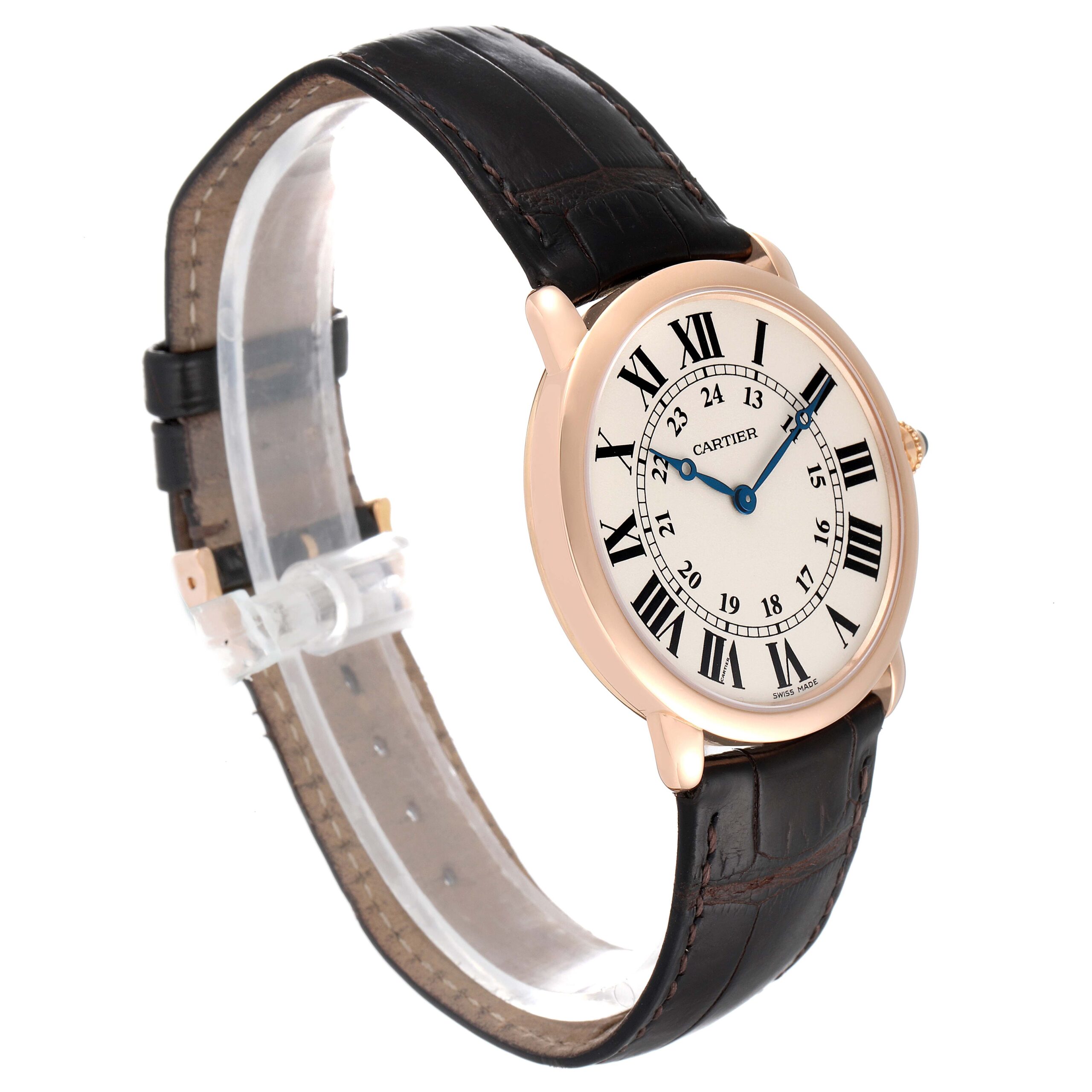 Cartier Ronde Louis Rose Gold Silver Dial Mens Watch W6800251