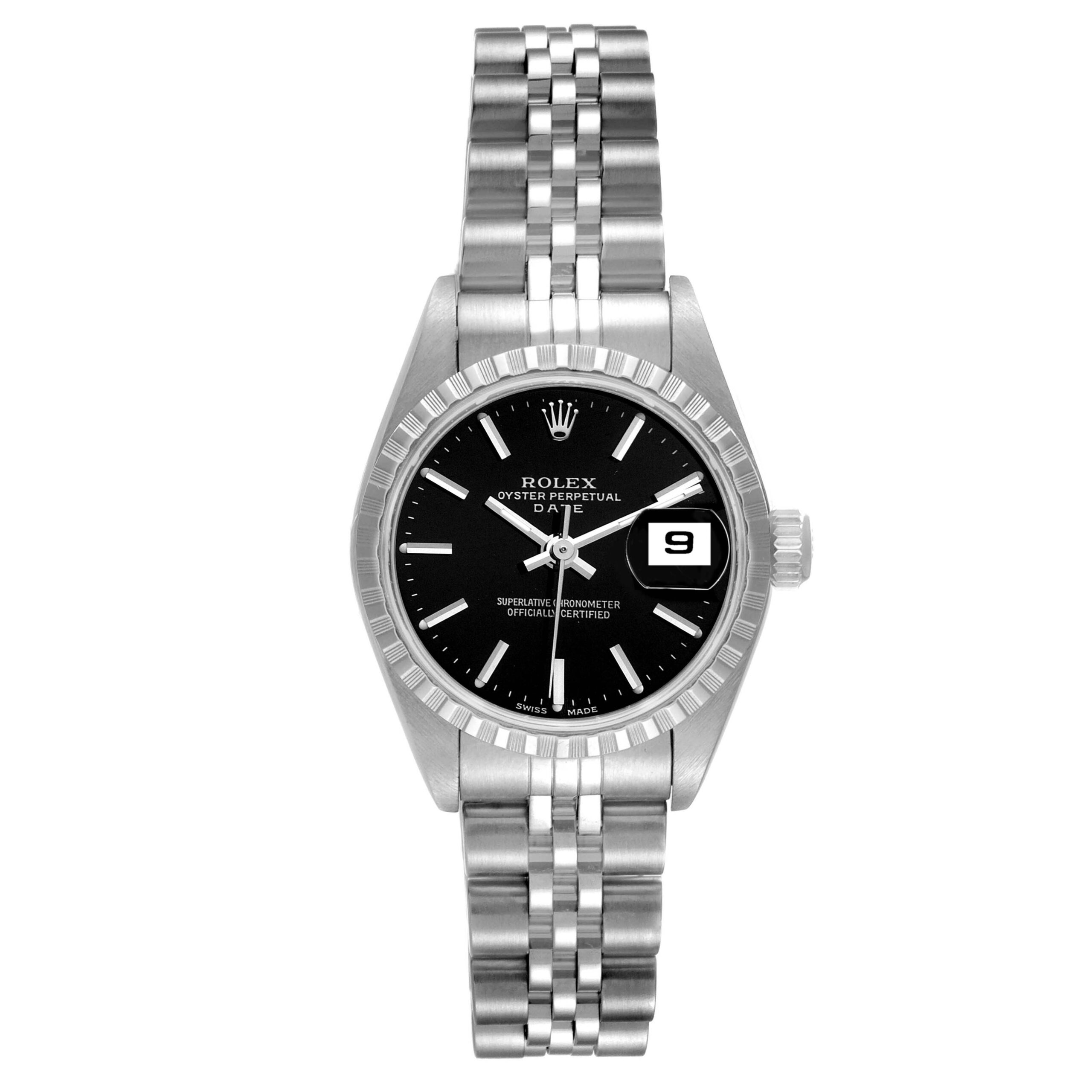 Rolex Date Black Dial Jubilee Bracelet Steel Ladies Watch 79240