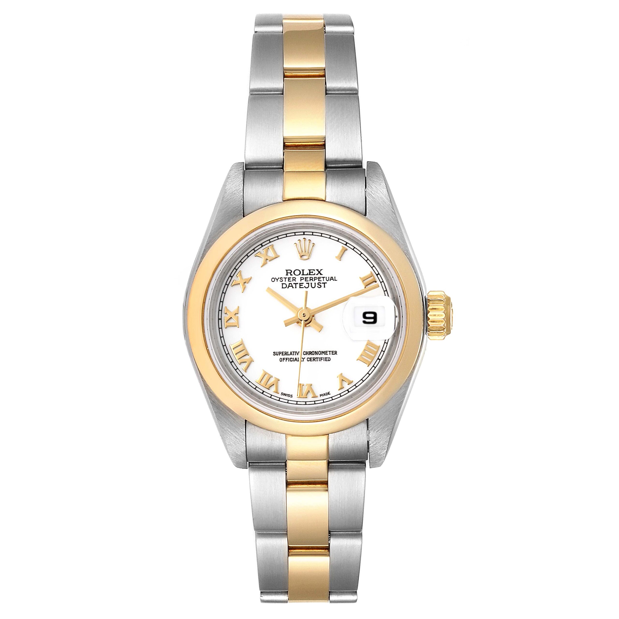 Rolex Datejust Steel 18k Yellow Gold White Dial Ladies Watch 79163
