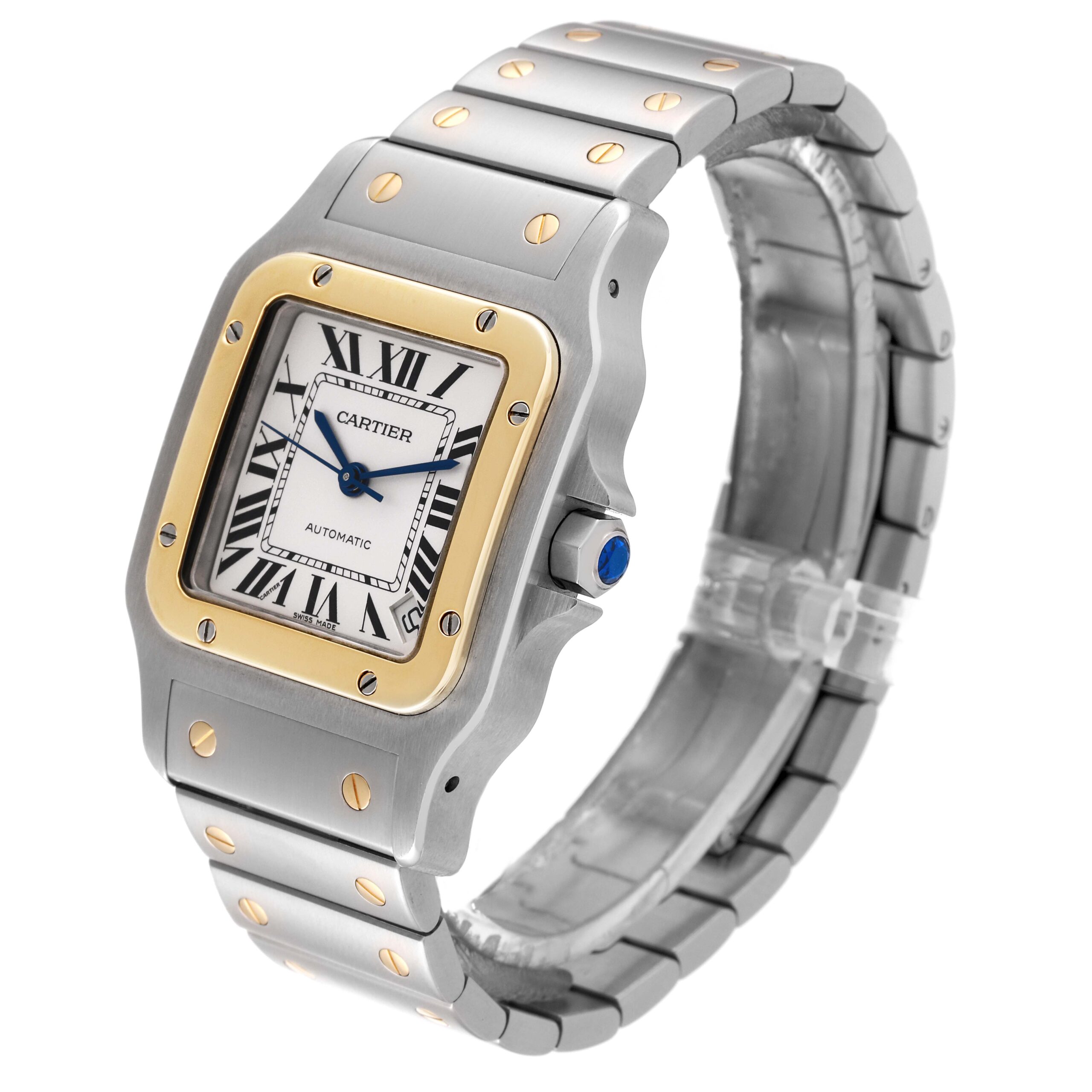 Cartier Santos Galbee XL Steel Yellow Gold Mens Watch W20099C4 Papers