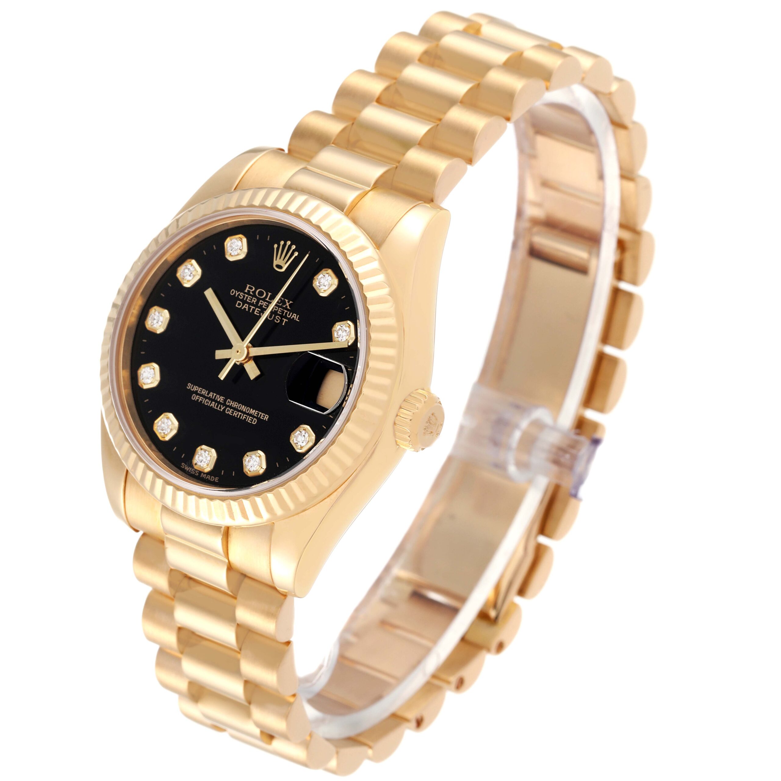 Rolex Datejust President Midsize Yellow Gold Diamond Dial Ladies Watch 178278