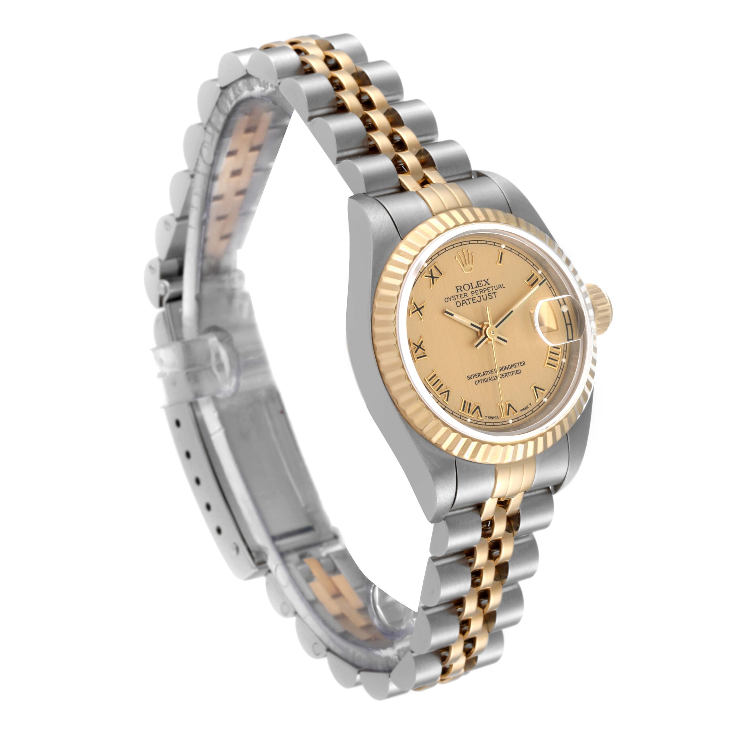 Rolex Datejust Steel Yellow Gold Champagne Roman Dial Ladies Watch 69173