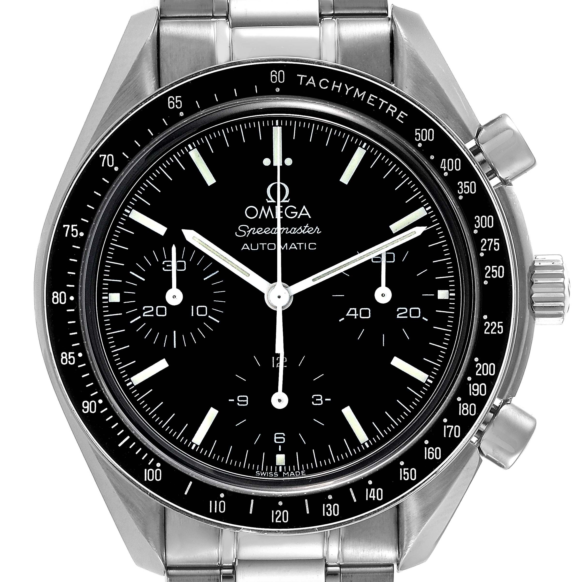 Omega Speedmaster Reduced Chronograph Steel Mens Watch 3539.50.00 Box Card