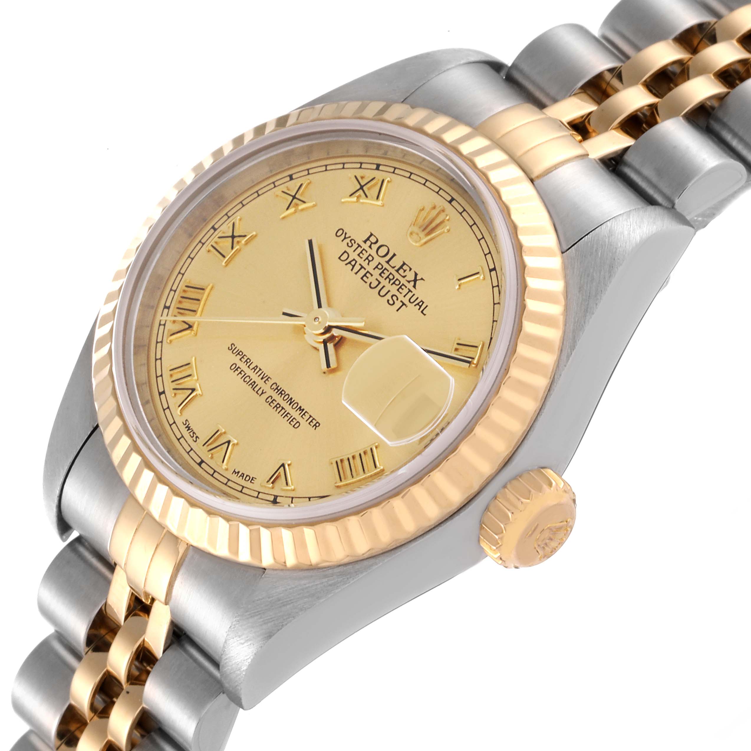 Rolex Datejust Steel Yellow Gold Champagne Dial Ladies Watch 79173 Box Papers