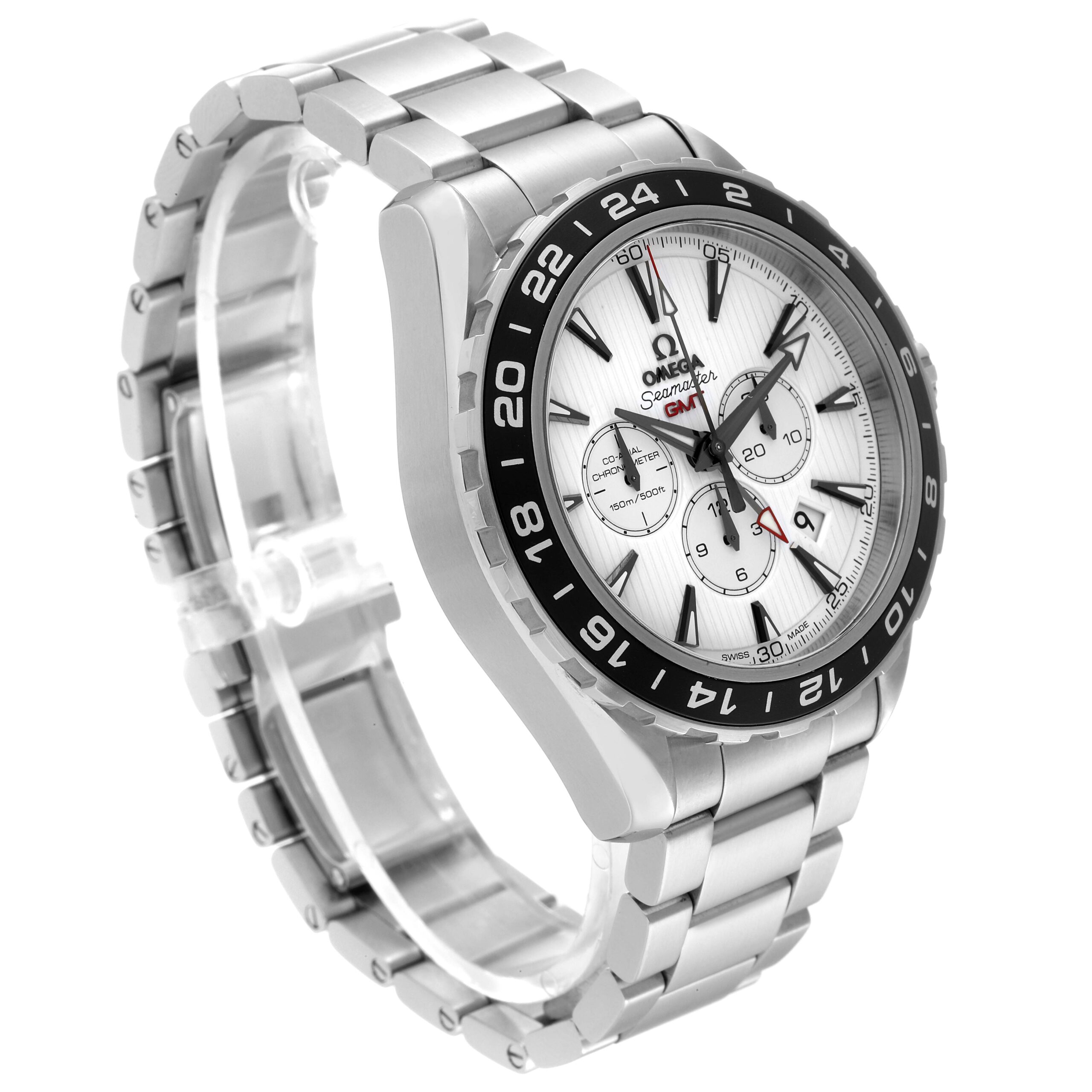 Omega Aqua Terra GMT Chronograph Steel Mens Watch 231.10.44.52.04.001 Box Card