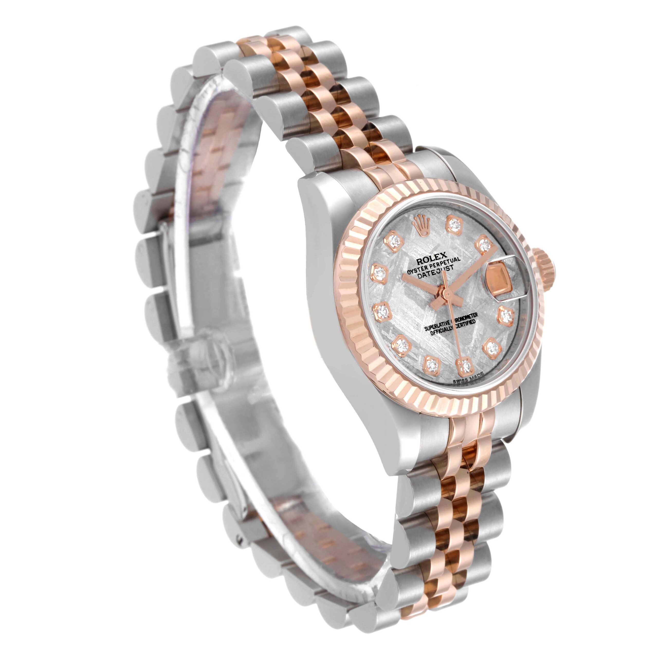 Rolex Datejust Steel Rose Gold Meteorite Diamond Dial Ladies Watch 179171