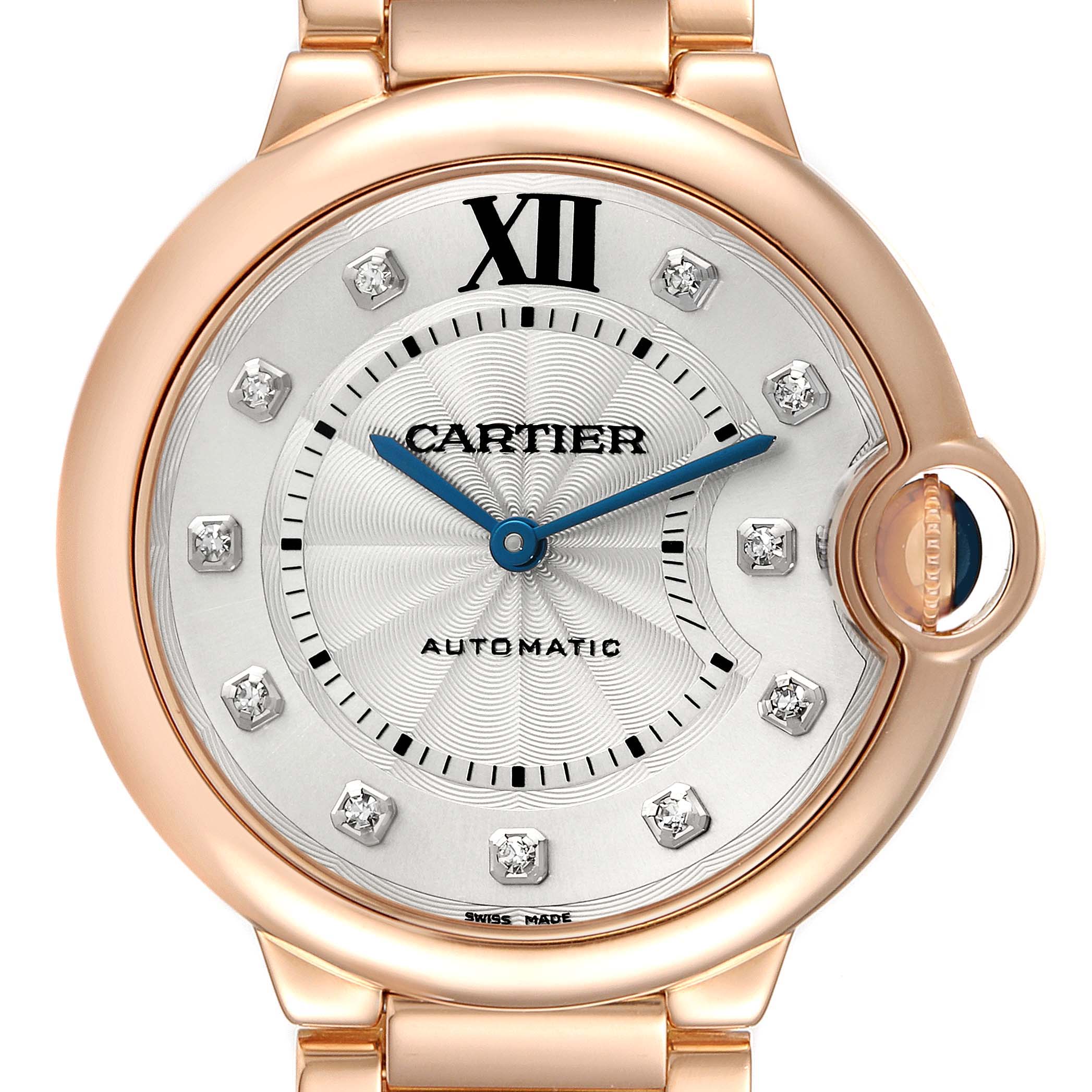 Cartier Ballon Bleu 36 Rose Gold Diamond Ladies Watch WE902026