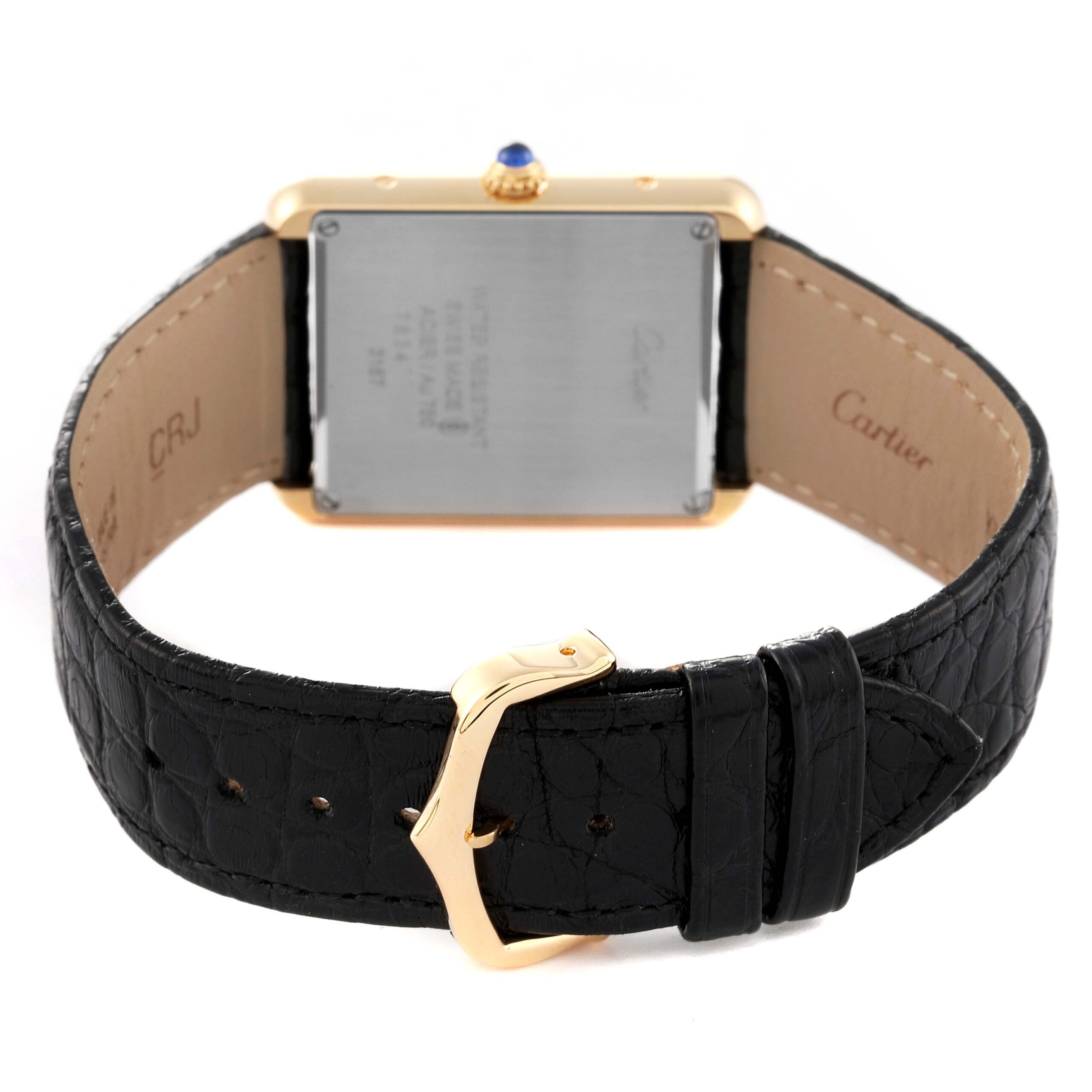 Cartier Tank Solo Large Yellow Gold Steel Mens Watch W5200004 Papers